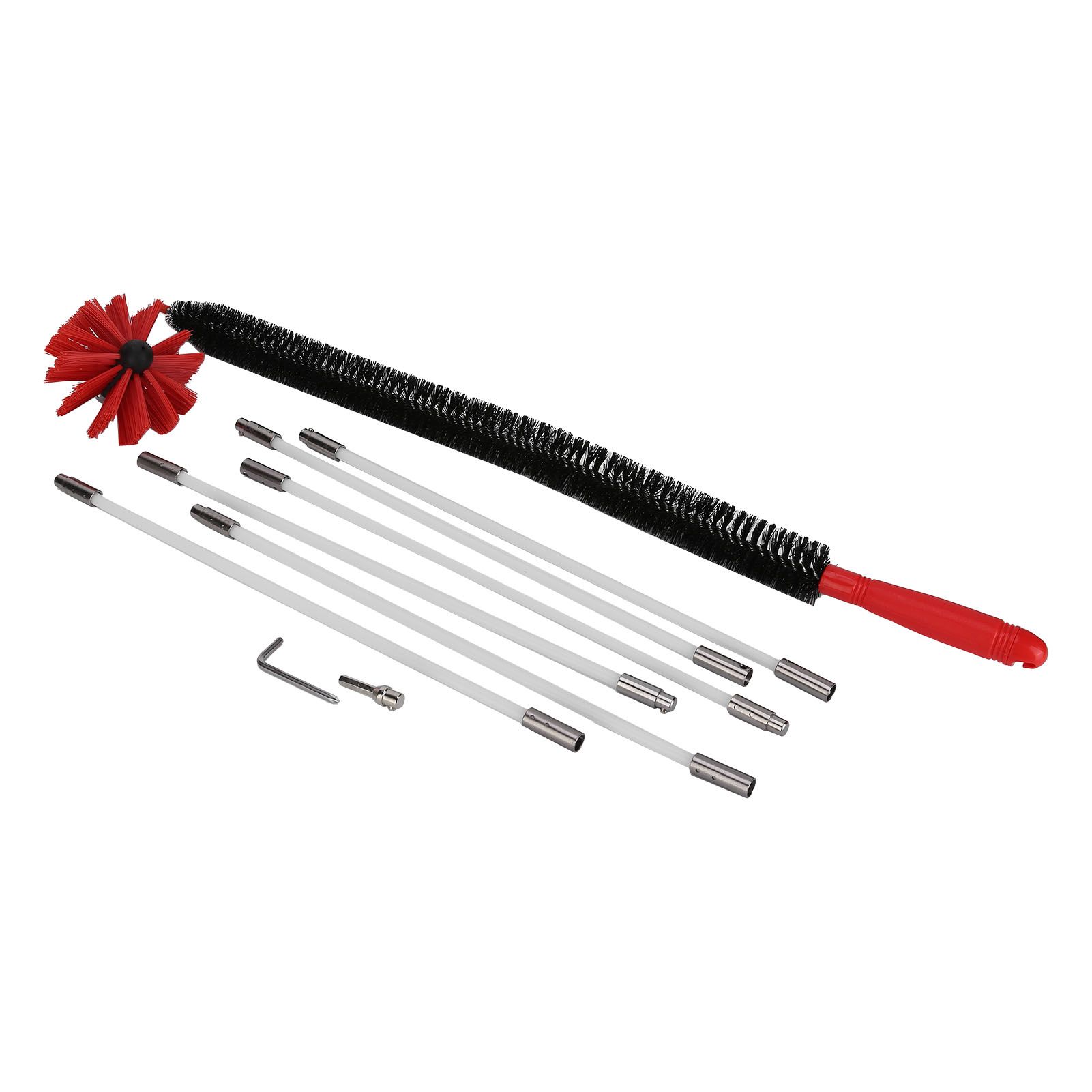 Chimney Brush Press Type Durable Nylon Soft Durable Small Size Inner Wall Cleaning Brush(Black New 410mmx 6 Rod A HEX Pole) - Image 7
