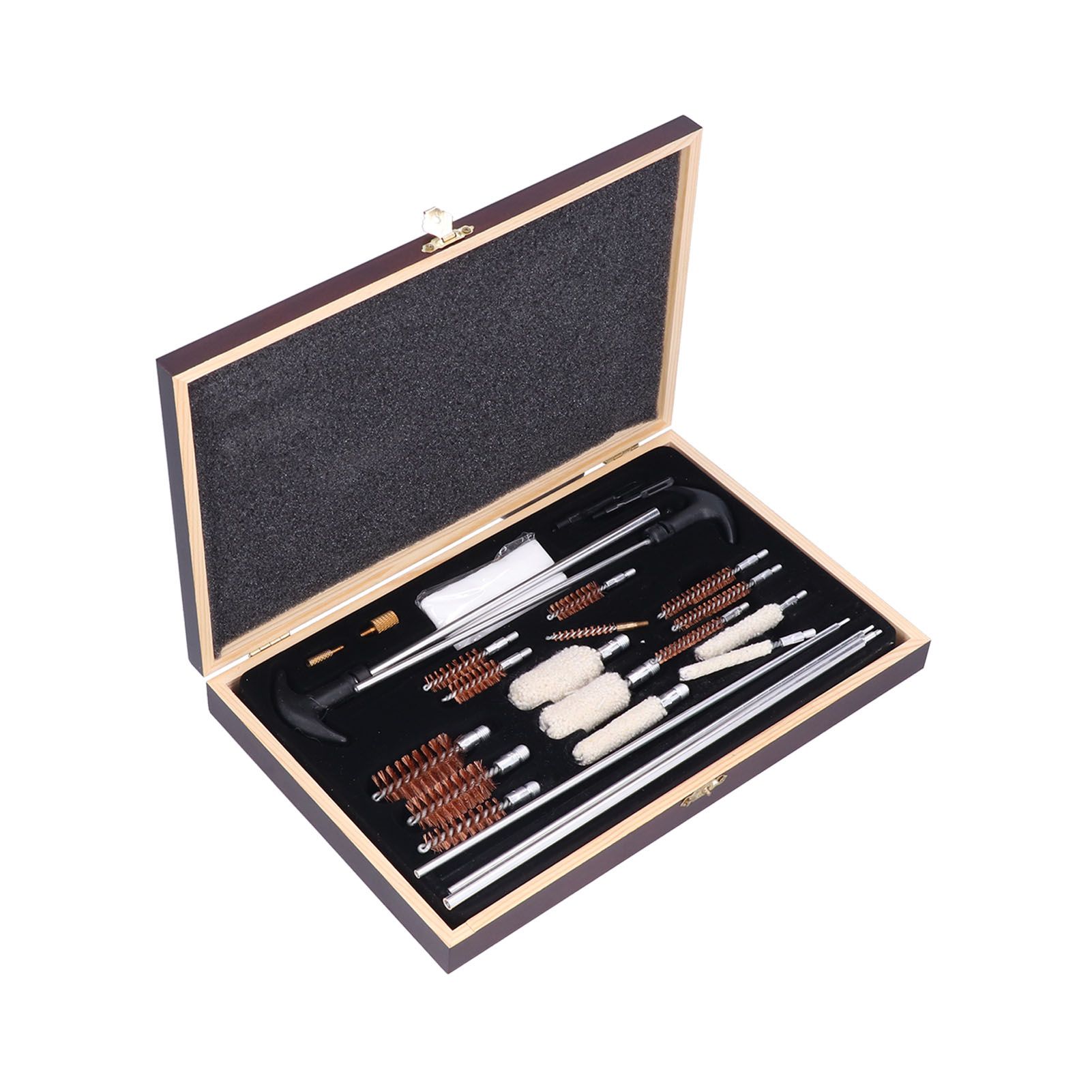 Gun Cleaning Kits Prevent Scratches Easily Storage Electrical Maintenance Cleaning Brush for AutomobileGK06 Aluminum Rod Wooden Box Set 24 Woolly - Image 3