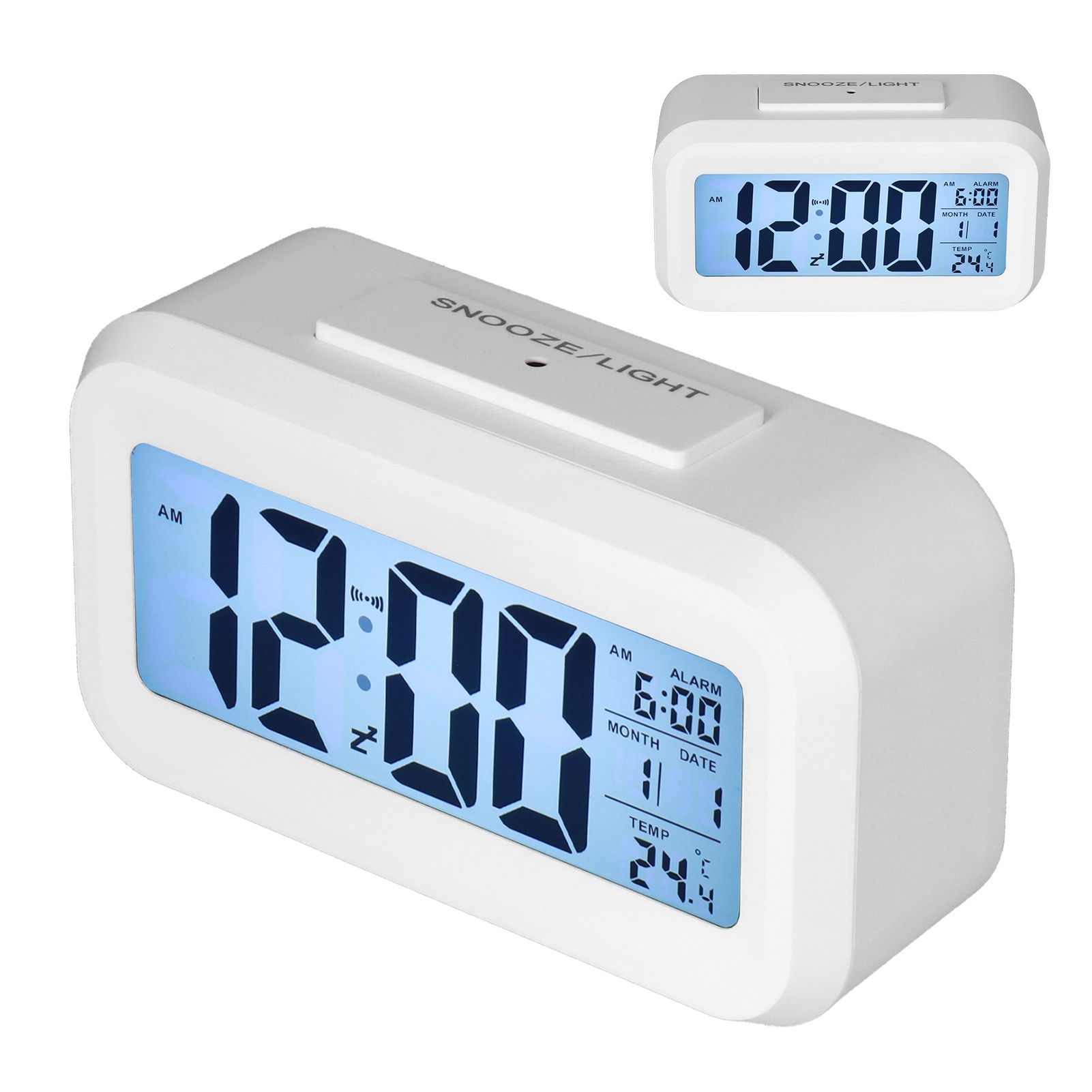 Digital Alarm Clock LED Large Display Electronic Night Light Snooze Function Alarm Clock for Bedroom Home OfficeWhite - Image 7