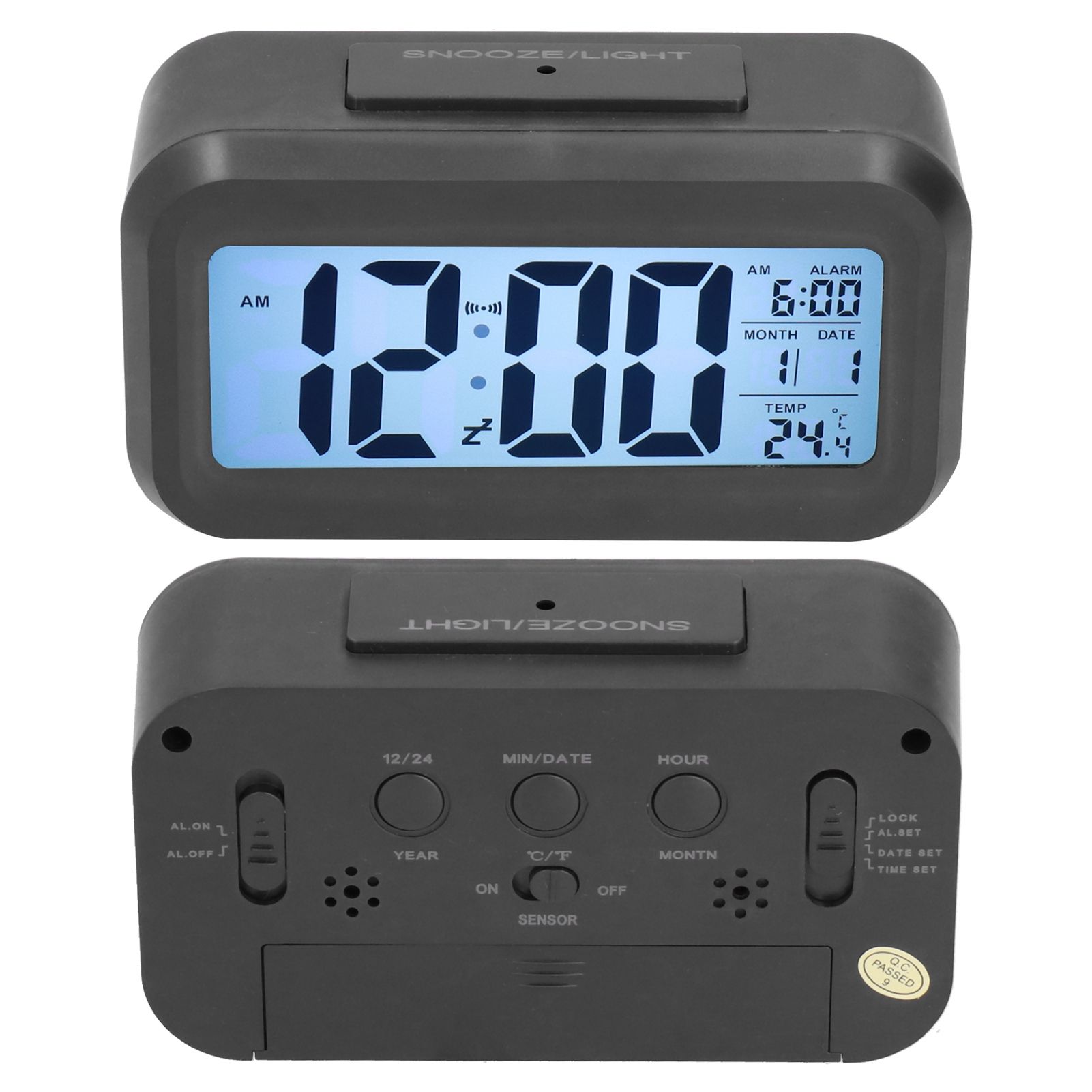Digital Alarm Clock LED Large Display Electronic Night Light Snooze Function Alarm Clock for Bedroom Home OfficeBlack - Image 8