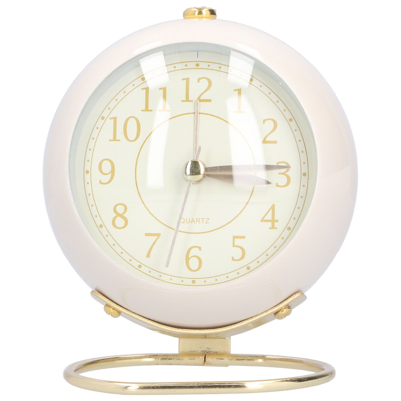 Alarm Clock Silent Non Ticking Metal Paint Power Saving Eye Protection Battery Operated Small Clock with Night LightBeige Gold - Image 1