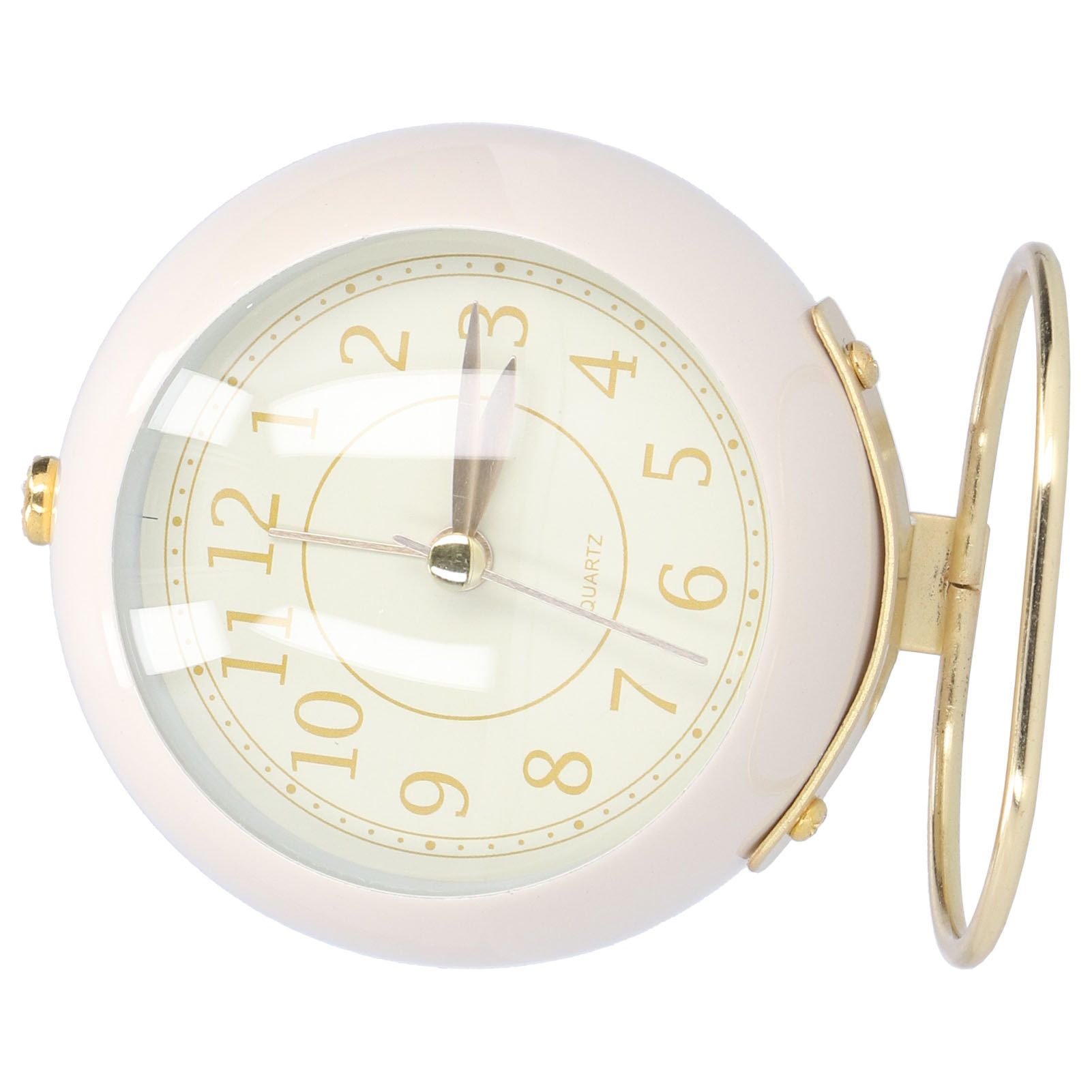 Alarm Clock Silent Non Ticking Metal Paint Power Saving Eye Protection Battery Operated Small Clock with Night LightBeige Gold - Image 2