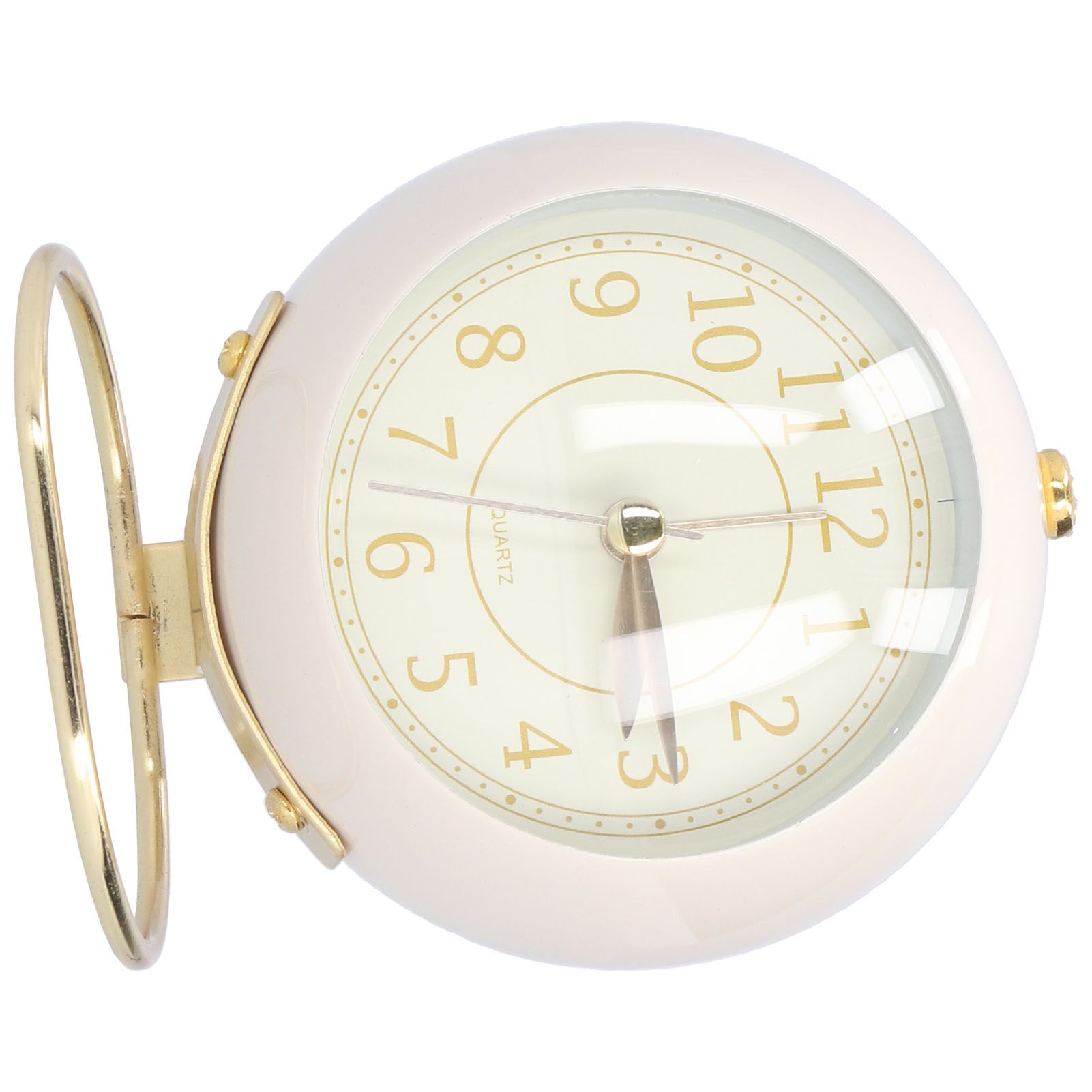 Alarm Clock Silent Non Ticking Metal Paint Power Saving Eye Protection Battery Operated Small Clock with Night LightBeige Gold - Image 3