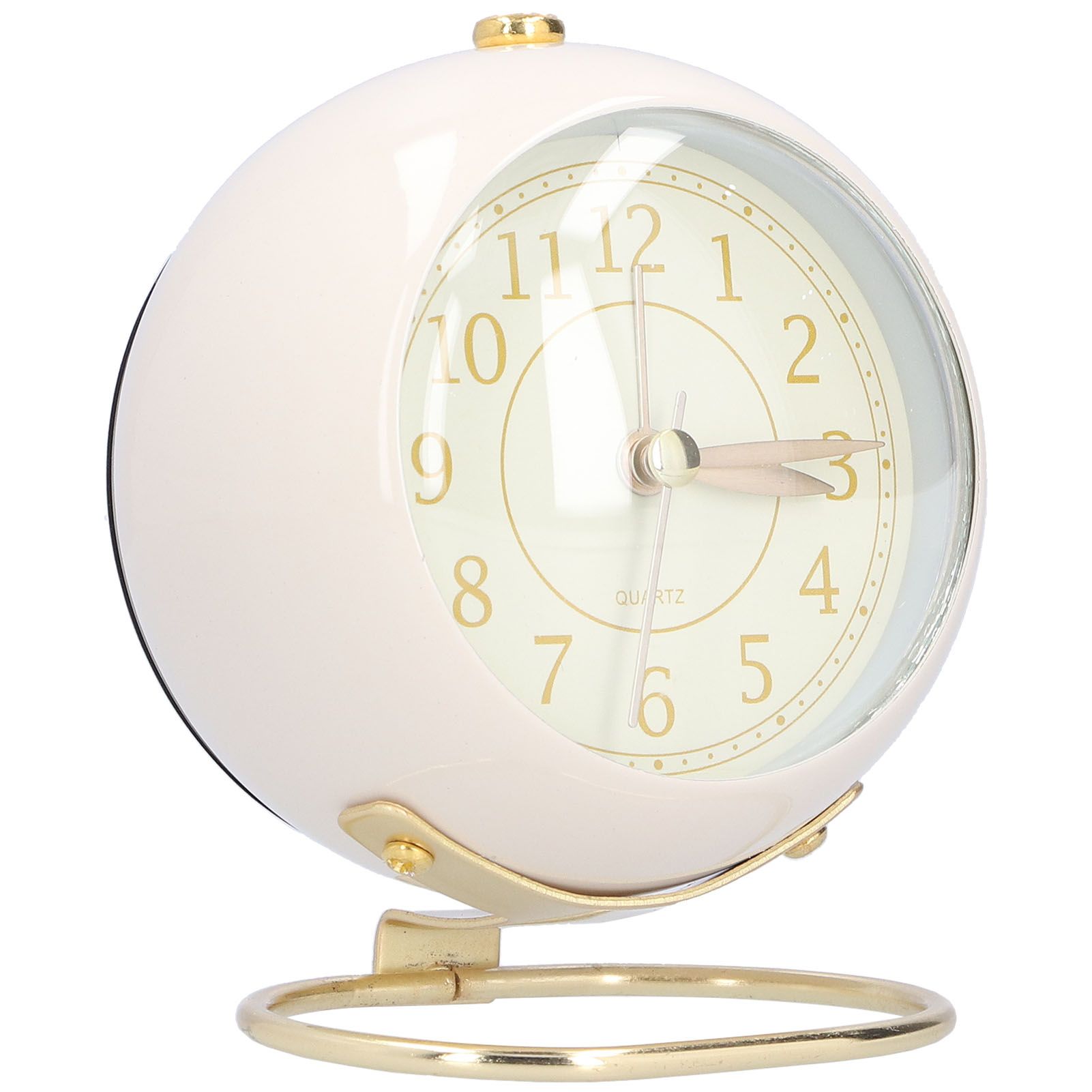 Alarm Clock Silent Non Ticking Metal Paint Power Saving Eye Protection Battery Operated Small Clock with Night LightBeige Gold - Image 4