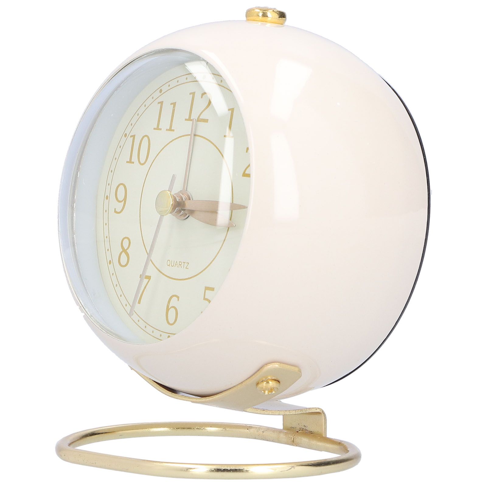 Alarm Clock Silent Non Ticking Metal Paint Power Saving Eye Protection Battery Operated Small Clock with Night LightBeige Gold - Image 5