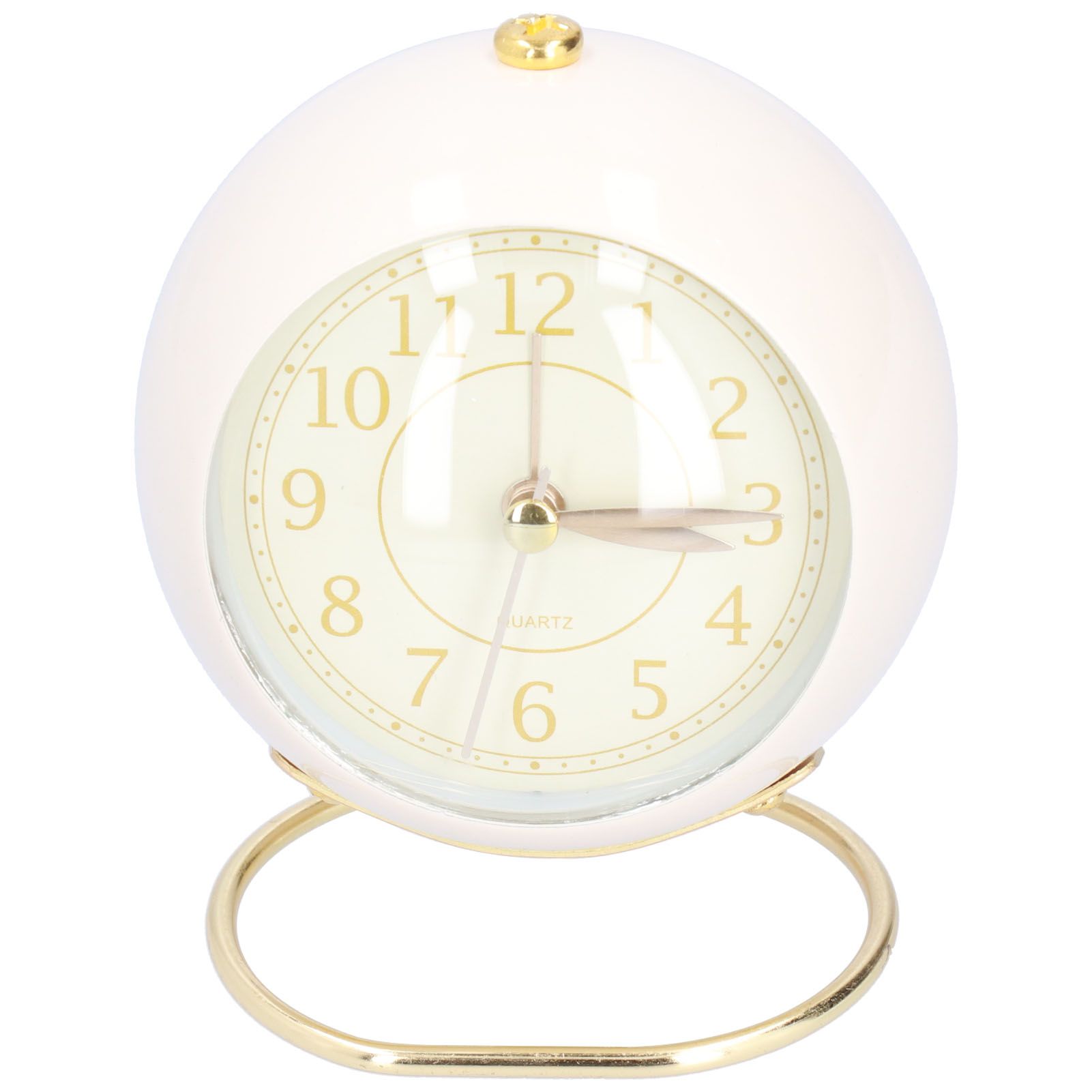 Alarm Clock Silent Non Ticking Metal Paint Power Saving Eye Protection Battery Operated Small Clock with Night LightBeige Gold - Image 6