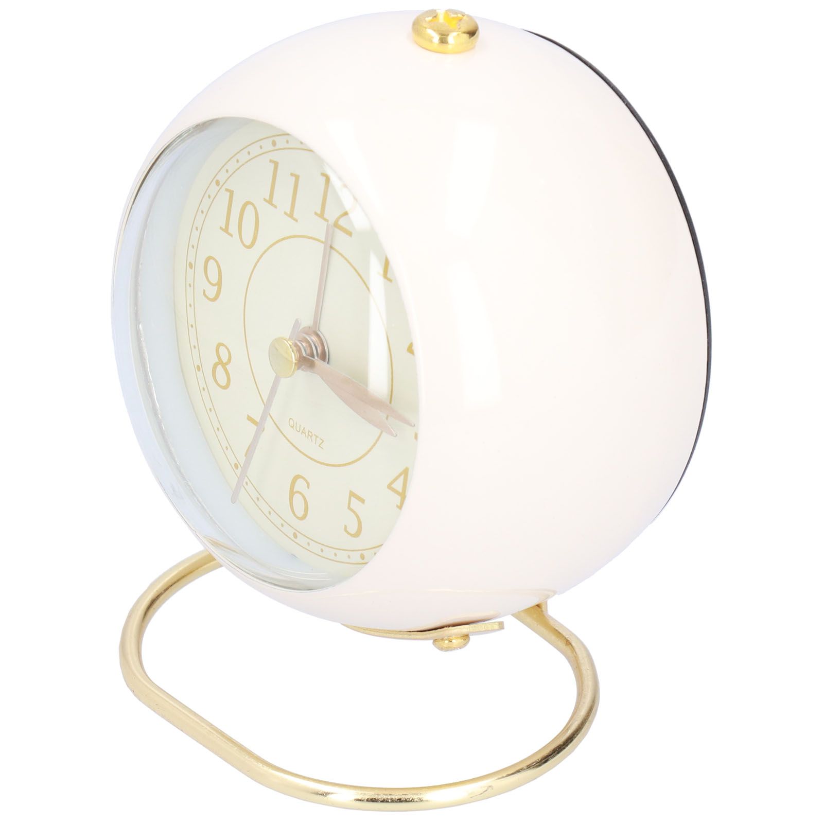 Alarm Clock Silent Non Ticking Metal Paint Power Saving Eye Protection Battery Operated Small Clock with Night LightBeige Gold - Image 7