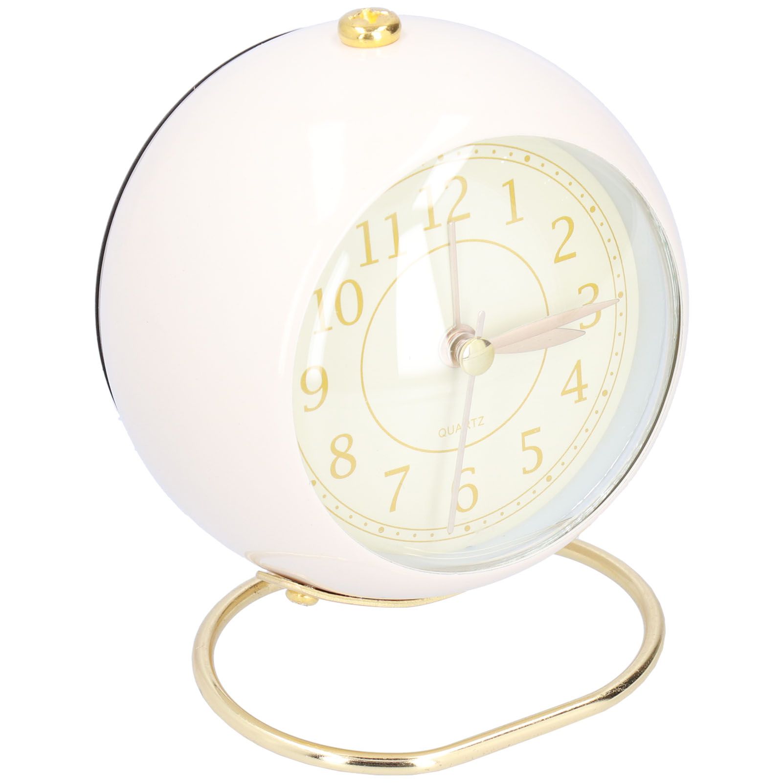 Alarm Clock Silent Non Ticking Metal Paint Power Saving Eye Protection Battery Operated Small Clock with Night LightBeige Gold - Image 8