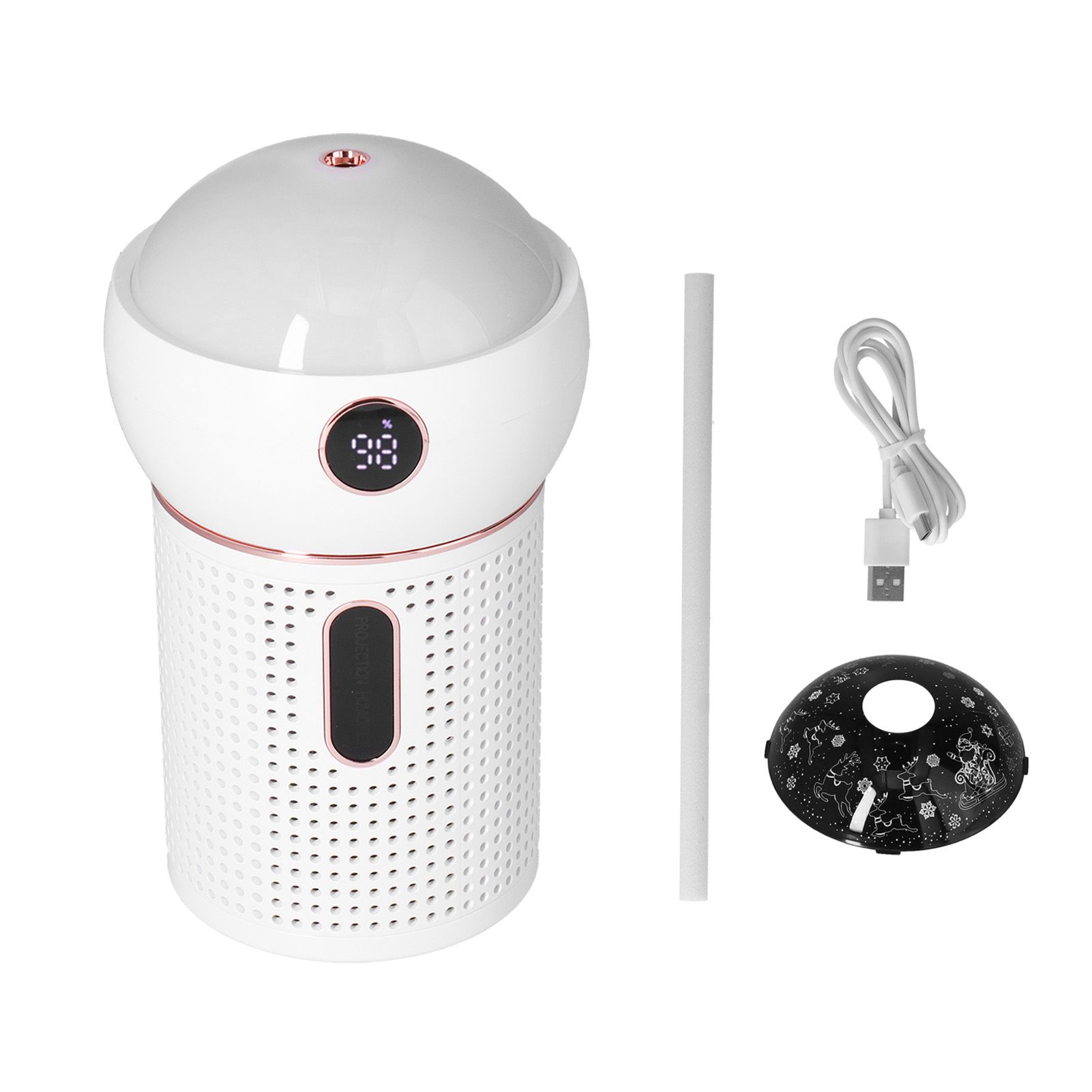 630ml Large Capacity Humidifier Single Spray 360° Projection Humidifier for Home Car USB ChargingWhite - Image 1