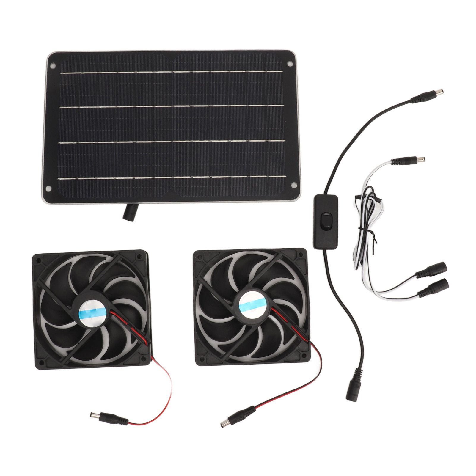 20W Solar Panel Fan Kit Heat Dissipation Ventilation Solar Powered Dual Fan with Switch for Chicken House Greenhouse Dog House - Image 1