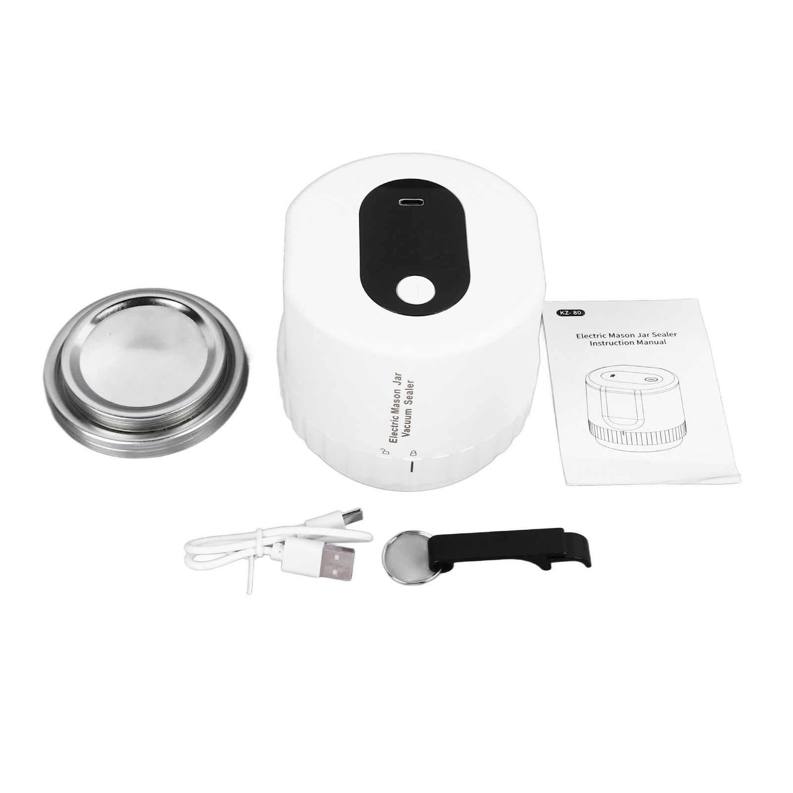 Electric Jar Vacuum Sealer Kit Automatic USB Rechargeable Canning Jars Vacuum Sealing Machine with Lids for Food Storage Fermentation White - Image 1