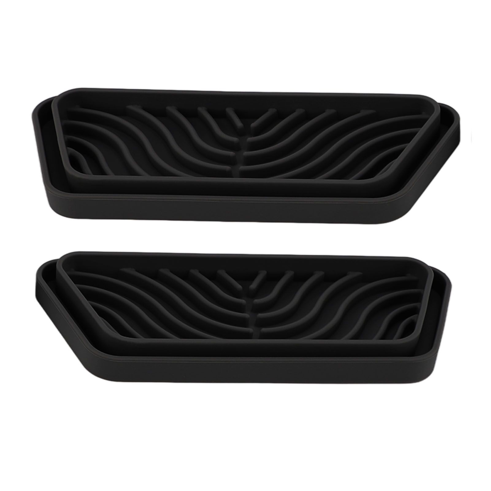 2Pcs Refrigerator Water Drip Tray Catcher Trapezoidal Silicone Refrigerator Drip Tray Catcher for GE for Samsung Black - Image 2