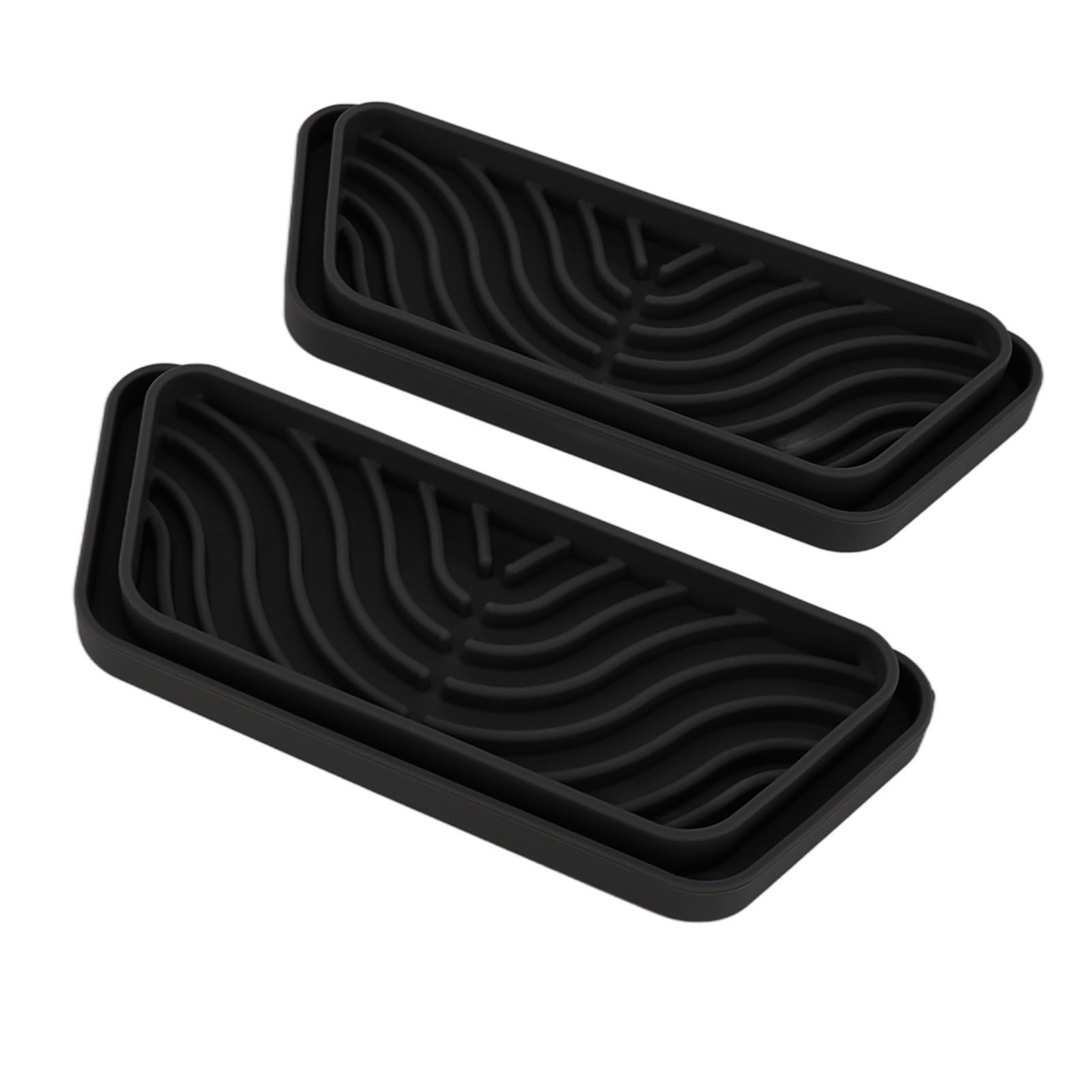 2Pcs Refrigerator Water Drip Tray Catcher Trapezoidal Silicone Refrigerator Drip Tray Catcher for GE for Samsung Black - Image 4