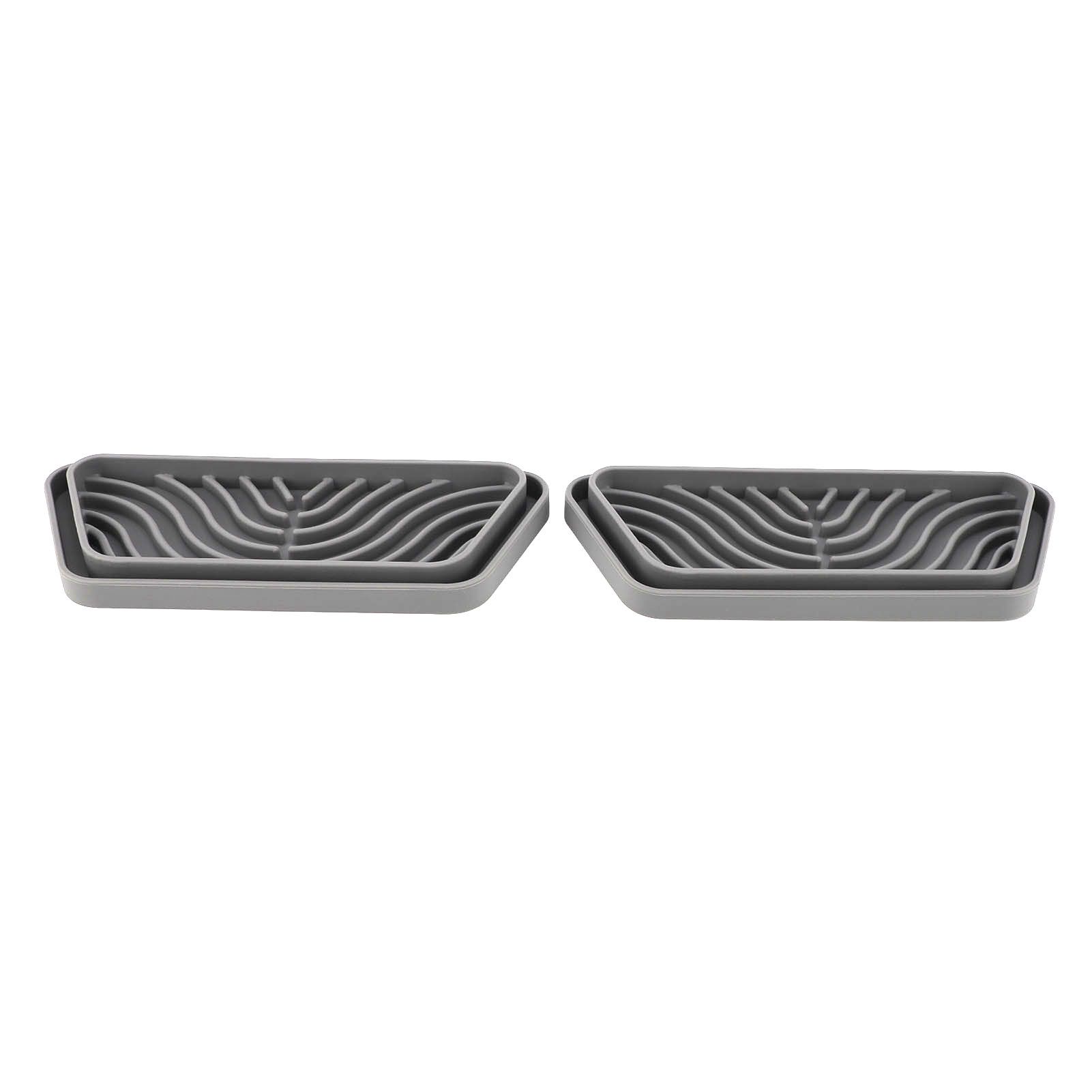 2Pcs Refrigerator Water Drip Tray Catcher Trapezoidal Silicone Refrigerator Drip Tray Catcher for GE for Samsung Grey - Image 1