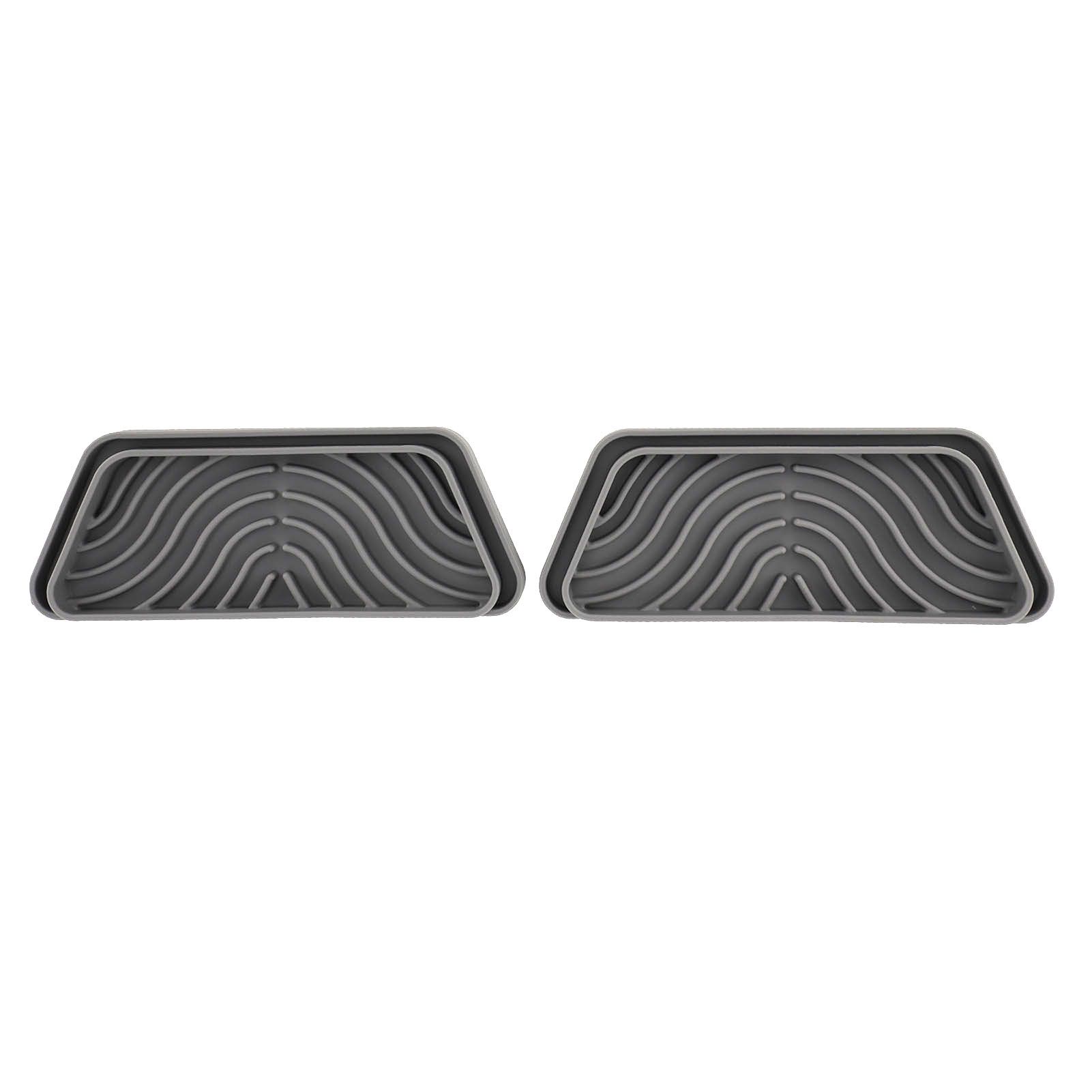 2Pcs Refrigerator Water Drip Tray Catcher Trapezoidal Silicone Refrigerator Drip Tray Catcher for GE for Samsung Grey - Image 2