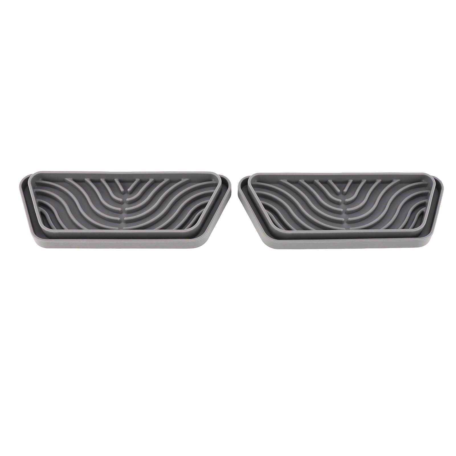 2Pcs Refrigerator Water Drip Tray Catcher Trapezoidal Silicone Refrigerator Drip Tray Catcher for GE for Samsung Grey - Image 4