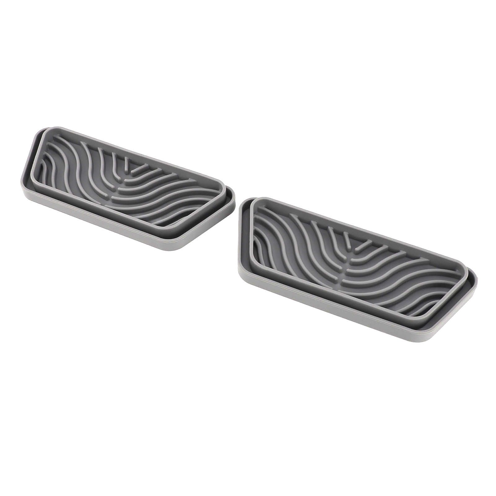 2Pcs Refrigerator Water Drip Tray Catcher Trapezoidal Silicone Refrigerator Drip Tray Catcher for GE for Samsung Grey - Image 5