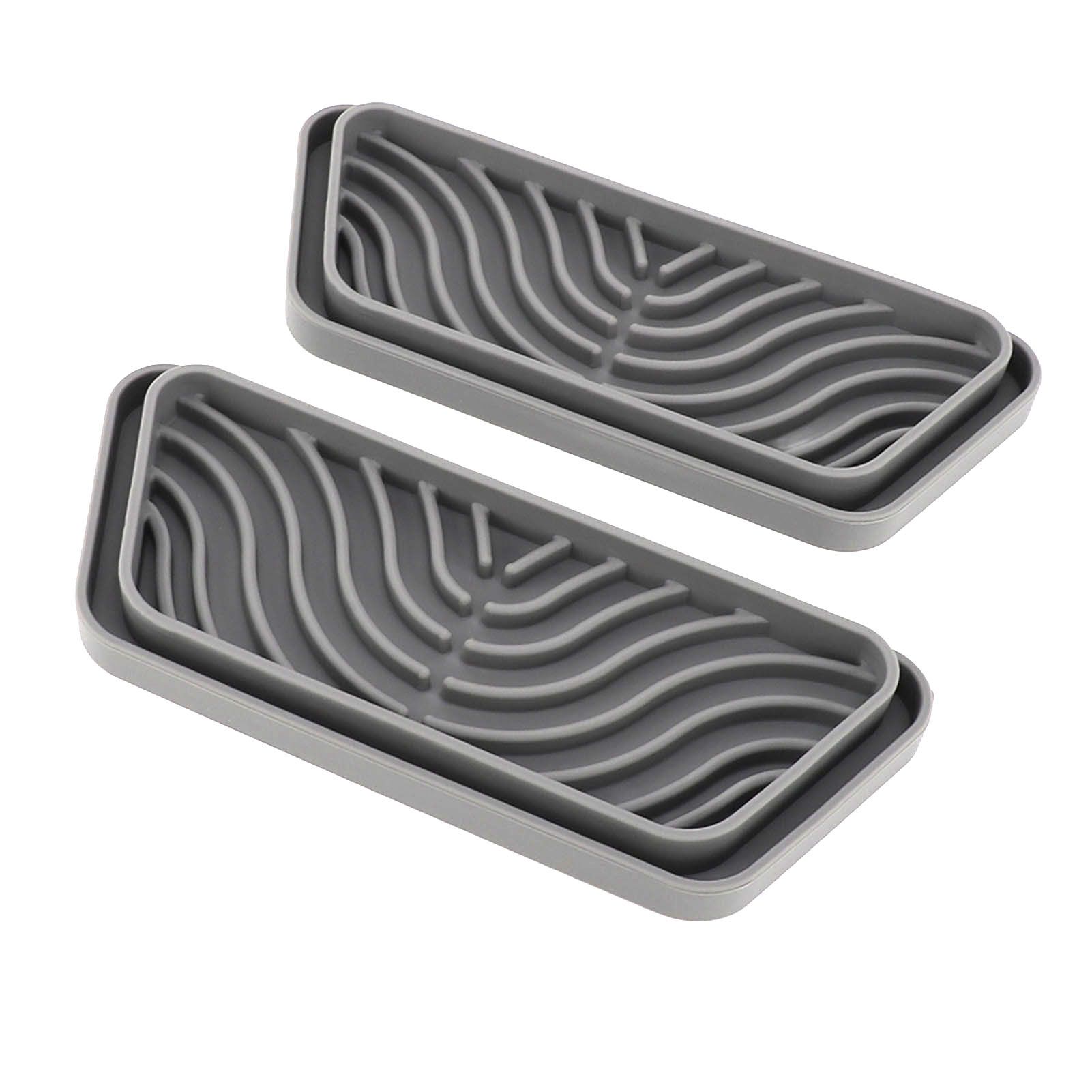 2Pcs Refrigerator Water Drip Tray Catcher Trapezoidal Silicone Refrigerator Drip Tray Catcher for GE for Samsung Grey - Image 6