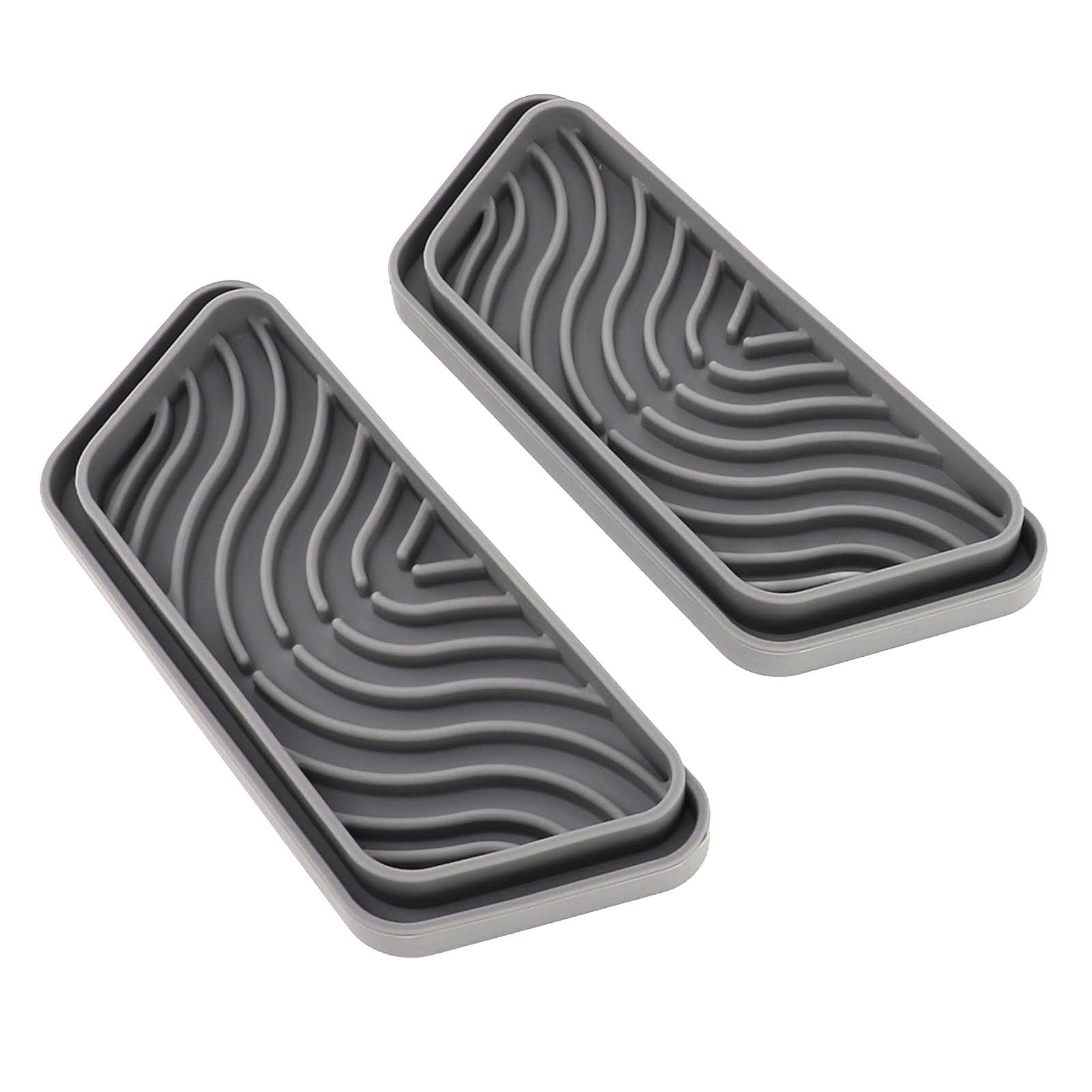 2Pcs Refrigerator Water Drip Tray Catcher Trapezoidal Silicone Refrigerator Drip Tray Catcher for GE for Samsung Grey - Image 7