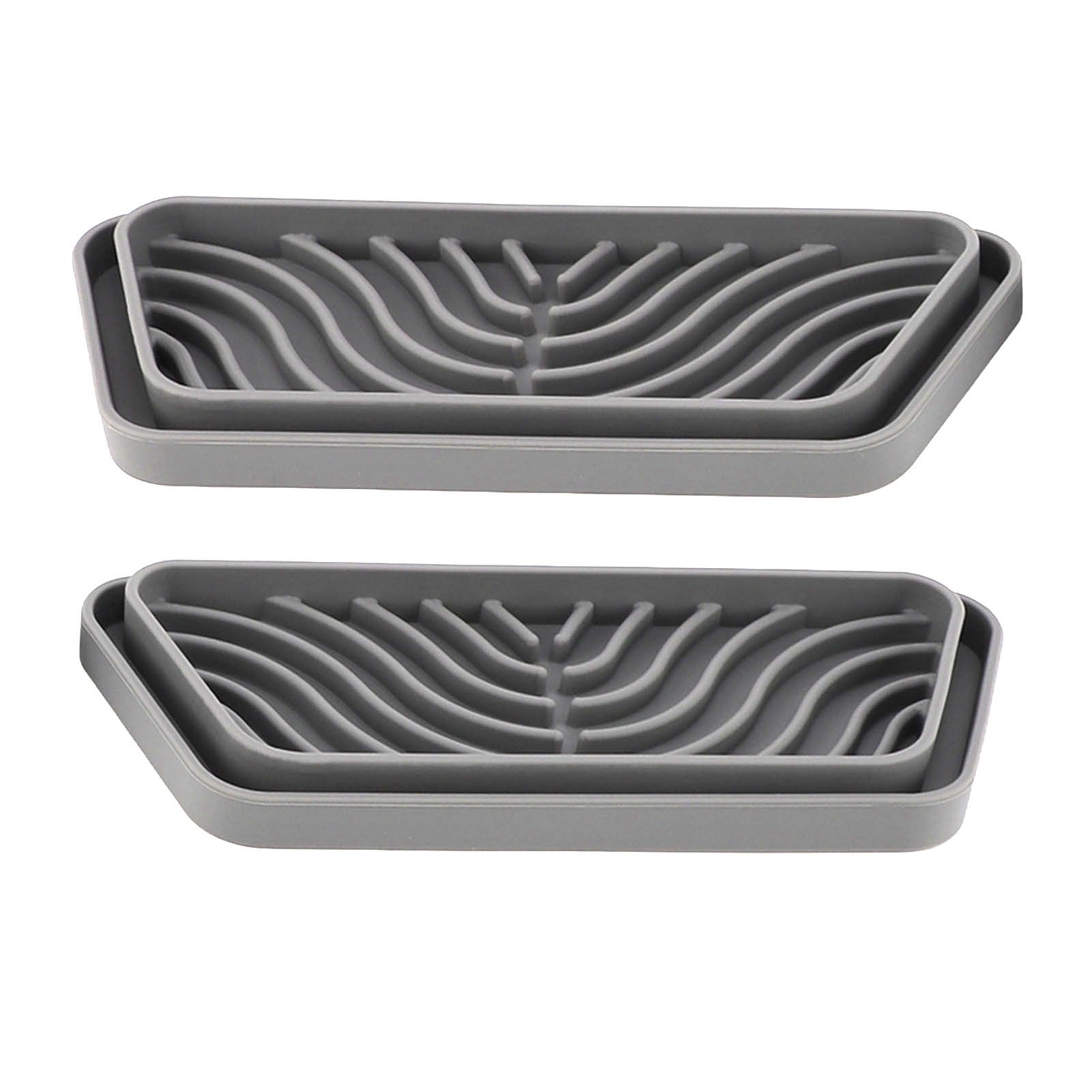 2Pcs Refrigerator Water Drip Tray Catcher Trapezoidal Silicone Refrigerator Drip Tray Catcher for GE for Samsung Grey - Image 8