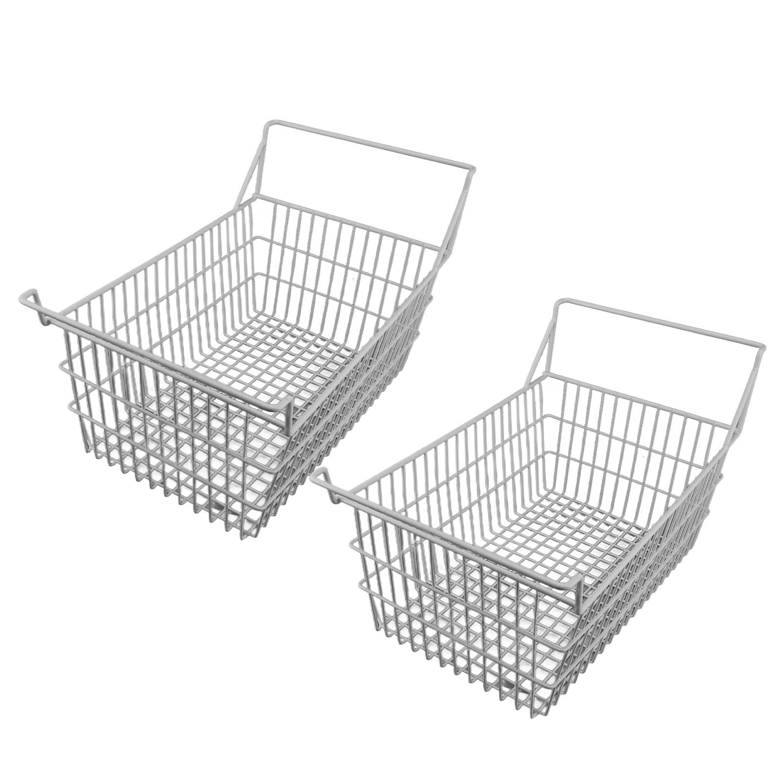 2pcs Freezer Baskets for Chest Freezer Household Wire Storage Basket Bins Organizer with High Low Handles for Kitchen Pantry Cabinet 50x24cm / 19.7x9.4in - Image 2
