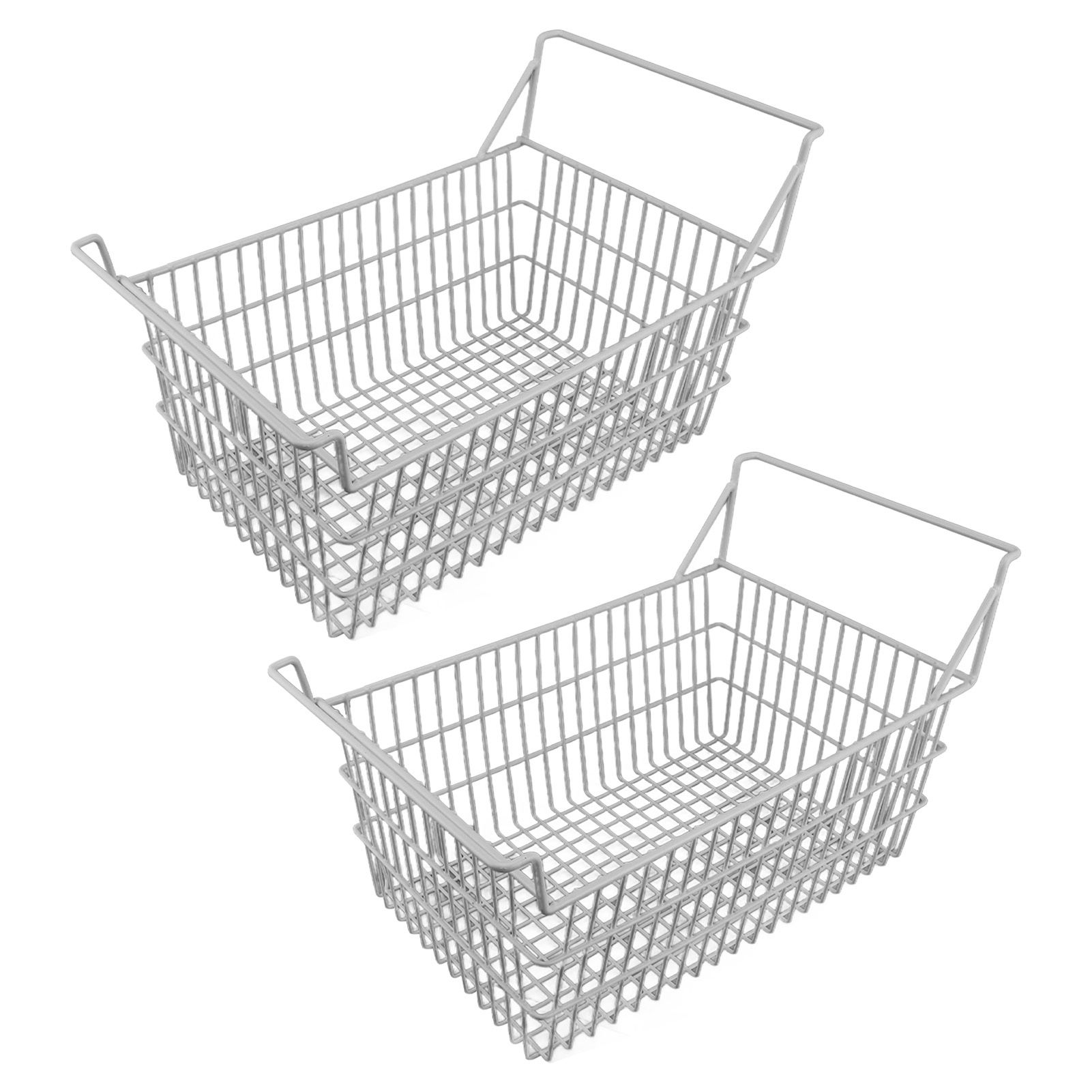 2pcs Freezer Baskets for Chest Freezer Household Wire Storage Basket Bins Organizer with High Low Handles for Kitchen Pantry Cabinet 50x24cm / 19.7x9.4in - Image 3