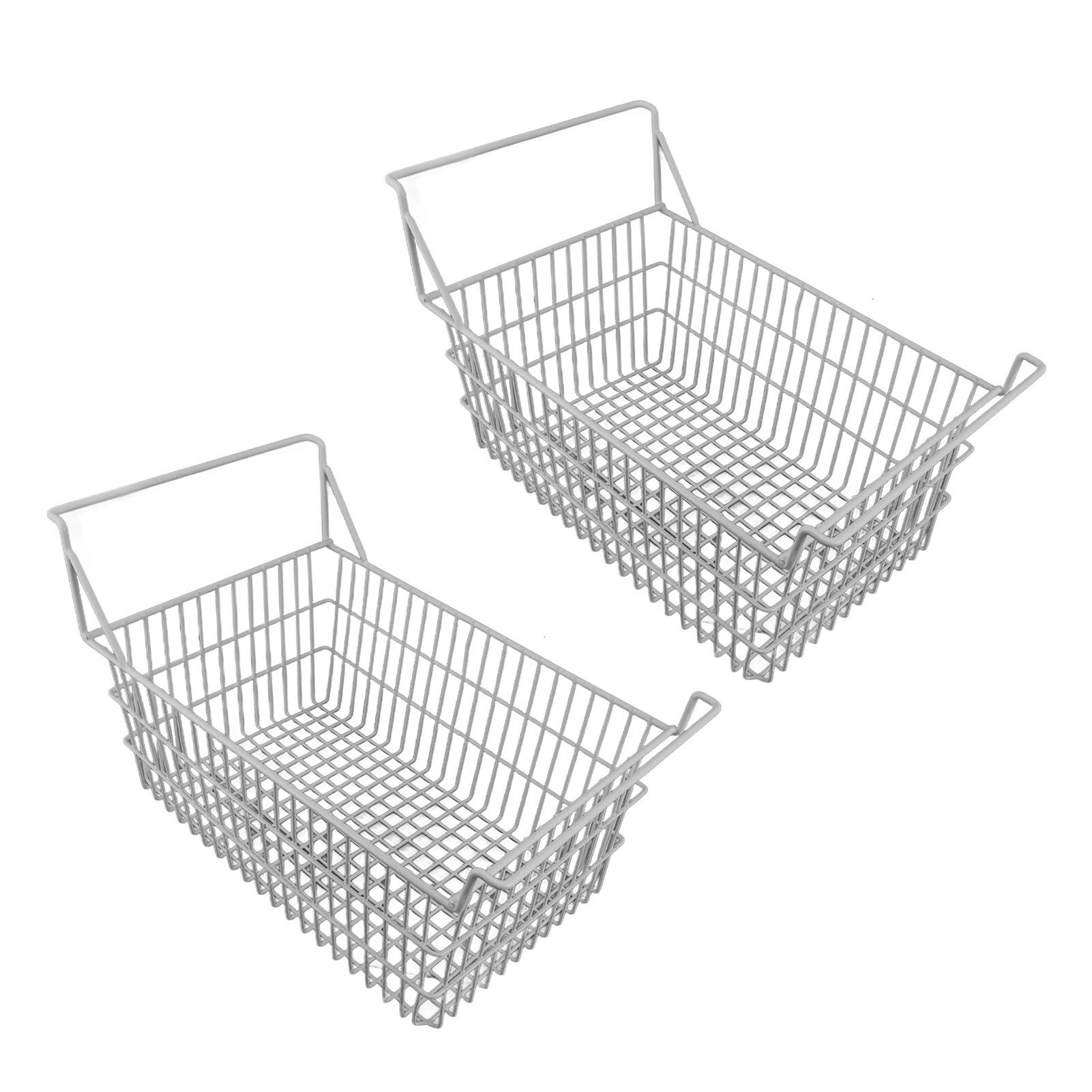 2pcs Freezer Baskets for Chest Freezer Household Wire Storage Basket Bins Organizer with High Low Handles for Kitchen Pantry Cabinet 50x24cm / 19.7x9.4in - Image 4