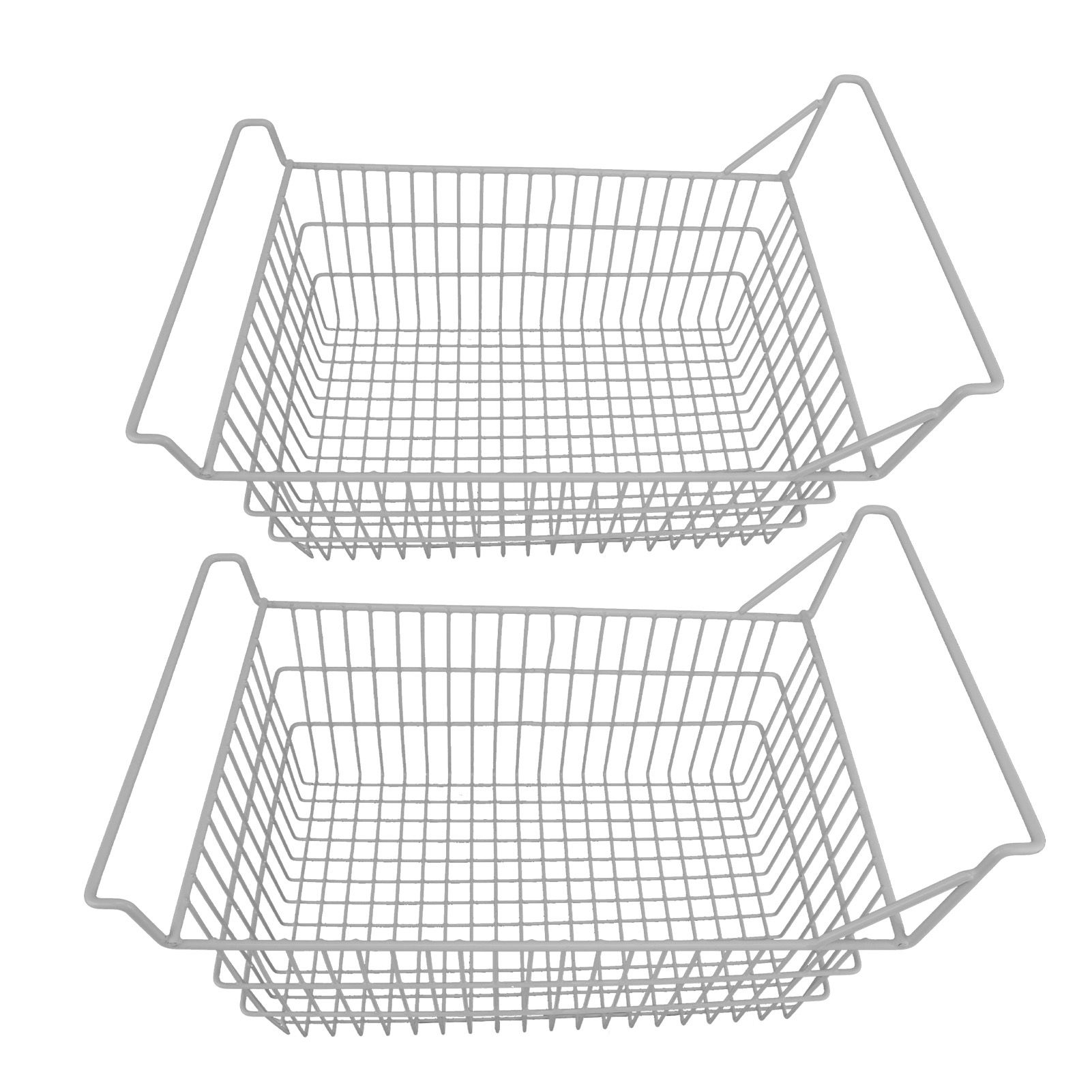 2pcs Freezer Baskets for Chest Freezer Household Wire Storage Basket Bins Organizer with High Low Handles for Kitchen Pantry Cabinet 50x24cm / 19.7x9.4in - Image 6