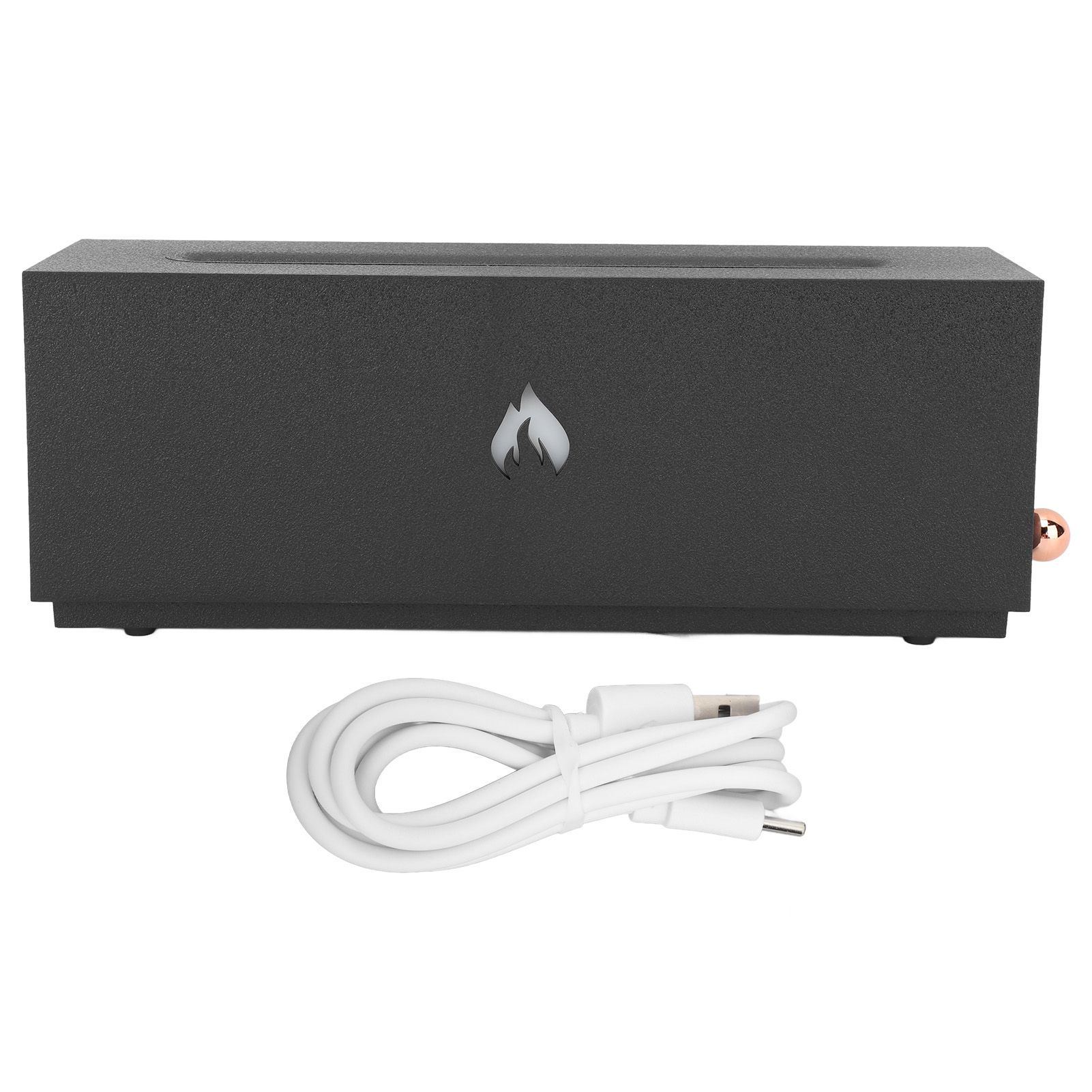 Flame Air Diffuser 3D Fireplace Appearance Multi Colored Fire Automatic Power Off Protection 320ml Silent Flame Mist Air Humidifier for Bedroom Office Black - Image 1