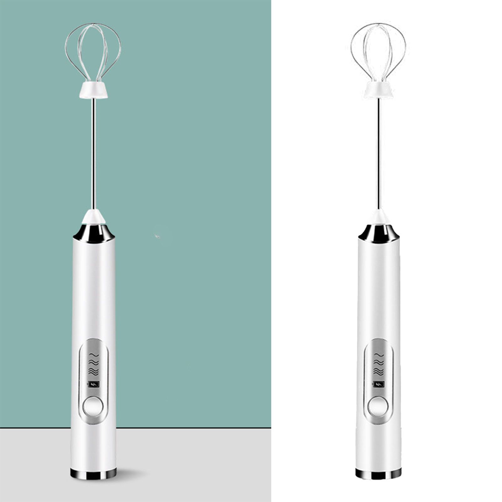 Electric Egg Frother Multifunctional Cordless Handheld Milk Frother for Household Kitchen Baking Coffee White - Image 5