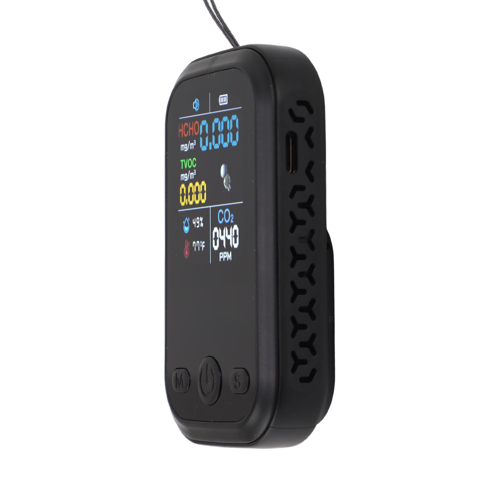 5 in 1 Air Quality Monitor Multifunctional Smart Portable CO2 Humidity Temperature Detector for Indoor Home Black - Image 2