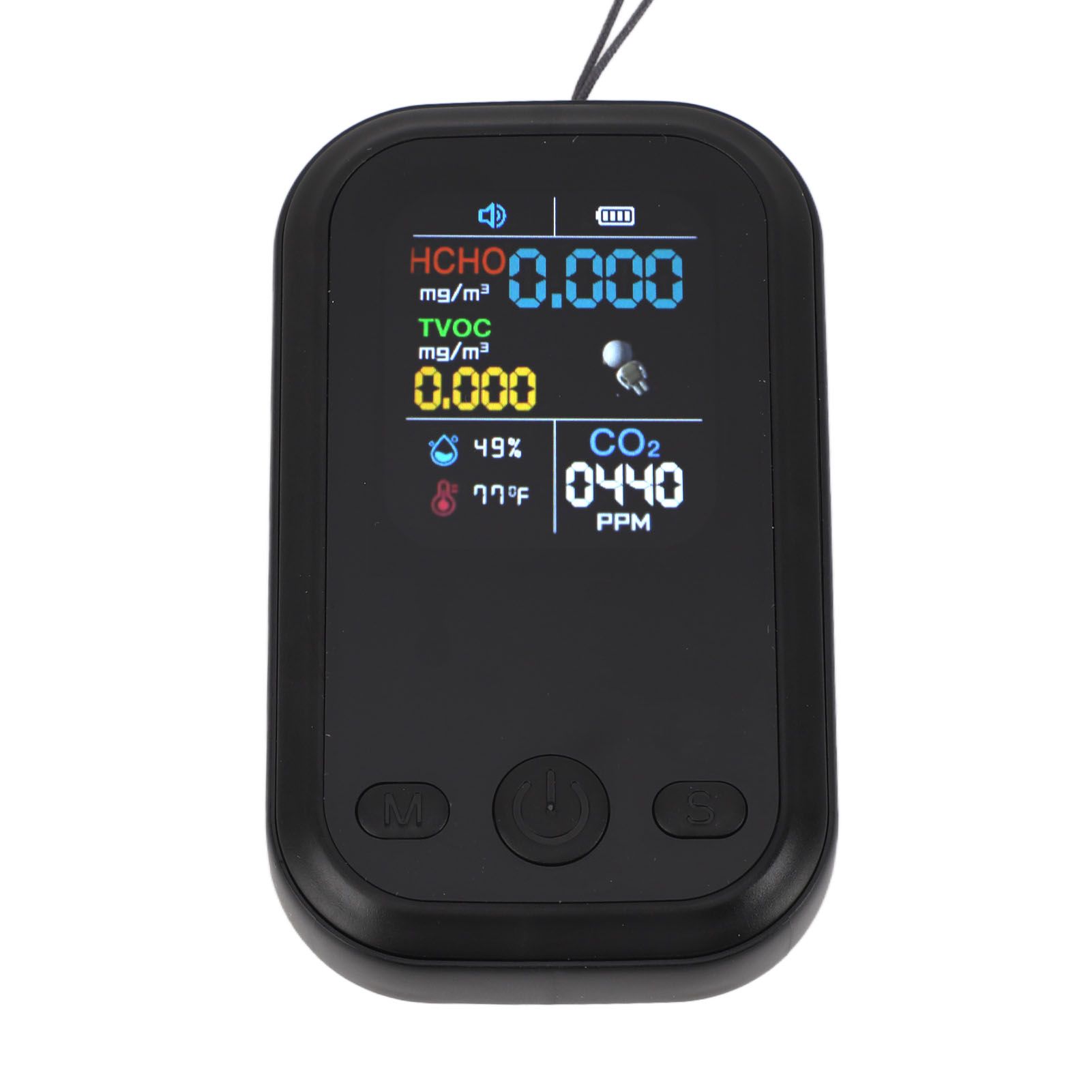 5 in 1 Air Quality Monitor Multifunctional Smart Portable CO2 Humidity Temperature Detector for Indoor Home Black - Image 4
