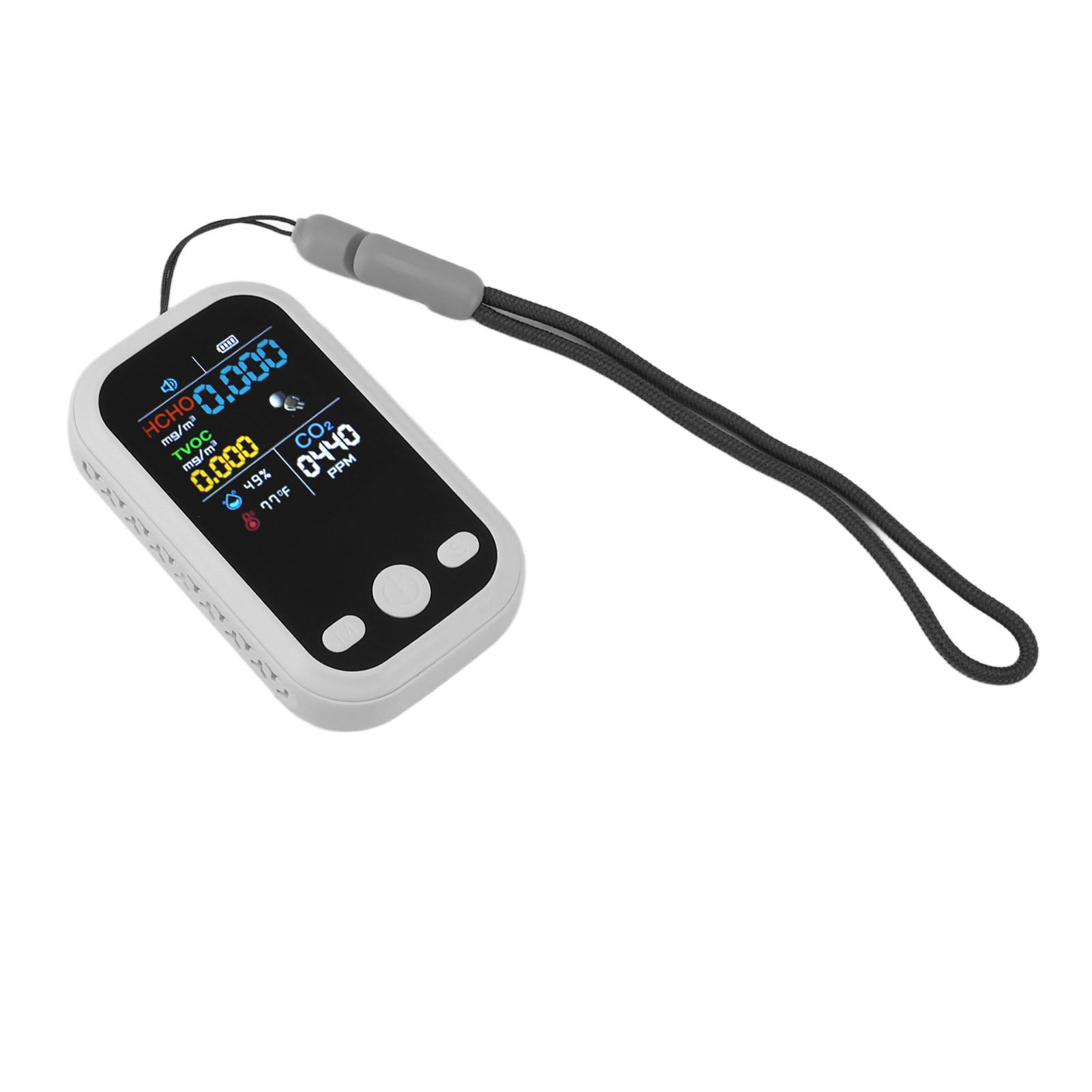 5 in 1 Air Quality Monitor Multifunctional Smart Portable CO2 Humidity Temperature Detector for Indoor Home White - Image 2