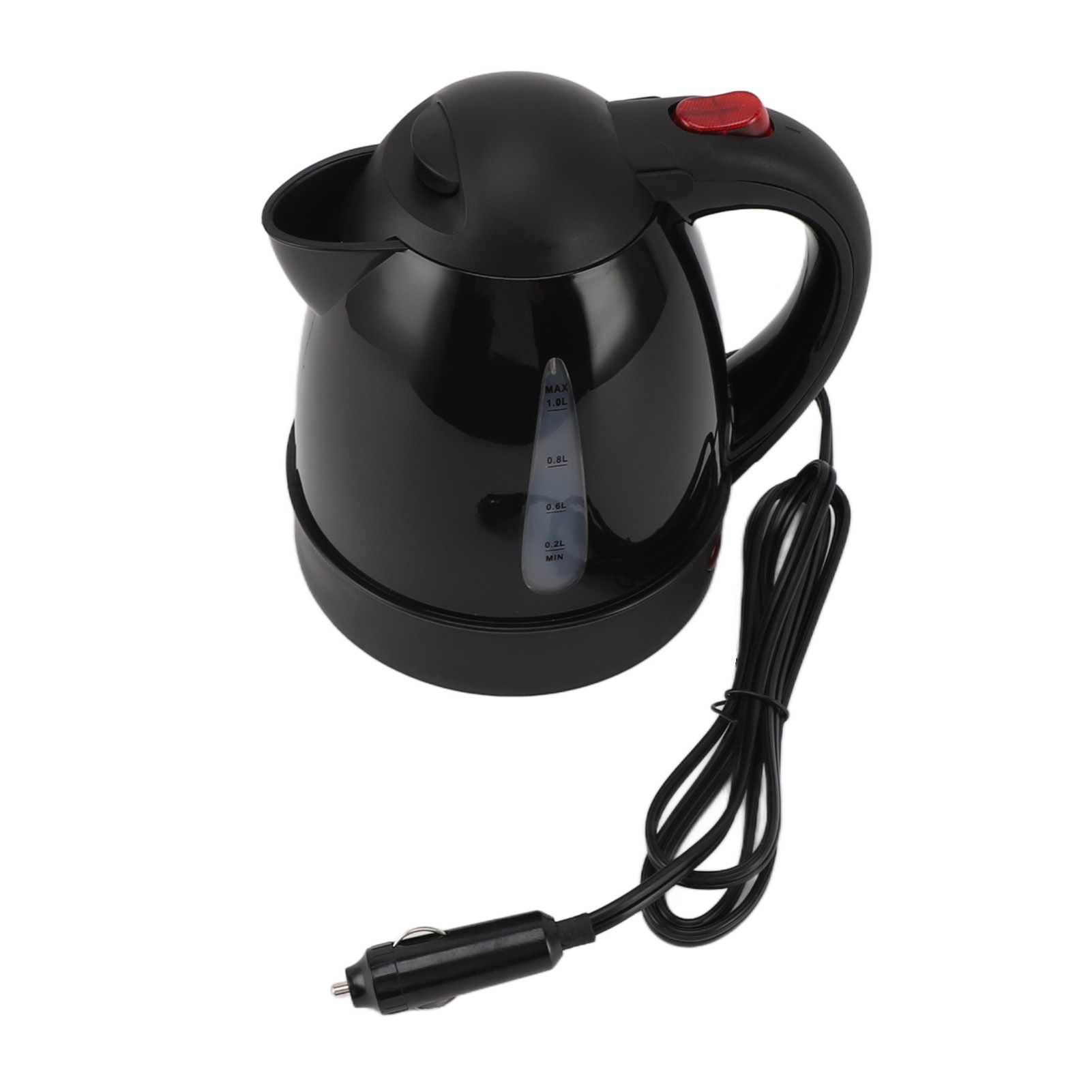 250W Portable Car Electric Kettle with Cigarette Lighter Road Trip 24V Truck Heated Water Tea Coffee Kettle Auto Shut Off 1000ml Black - Image 2