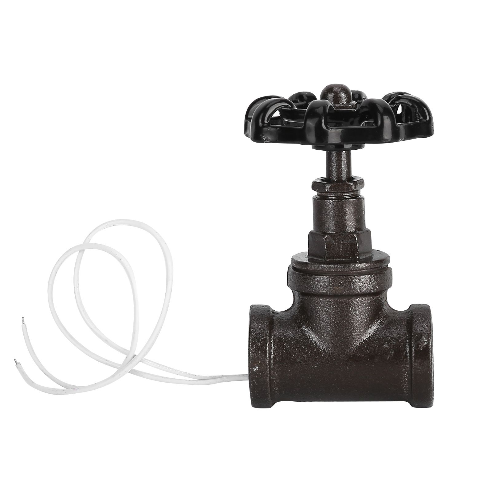 1/2in Vintage Steampunk Lamp Valve Black Valve Iron Table Lamp White Wire Stop Valve - Image 1