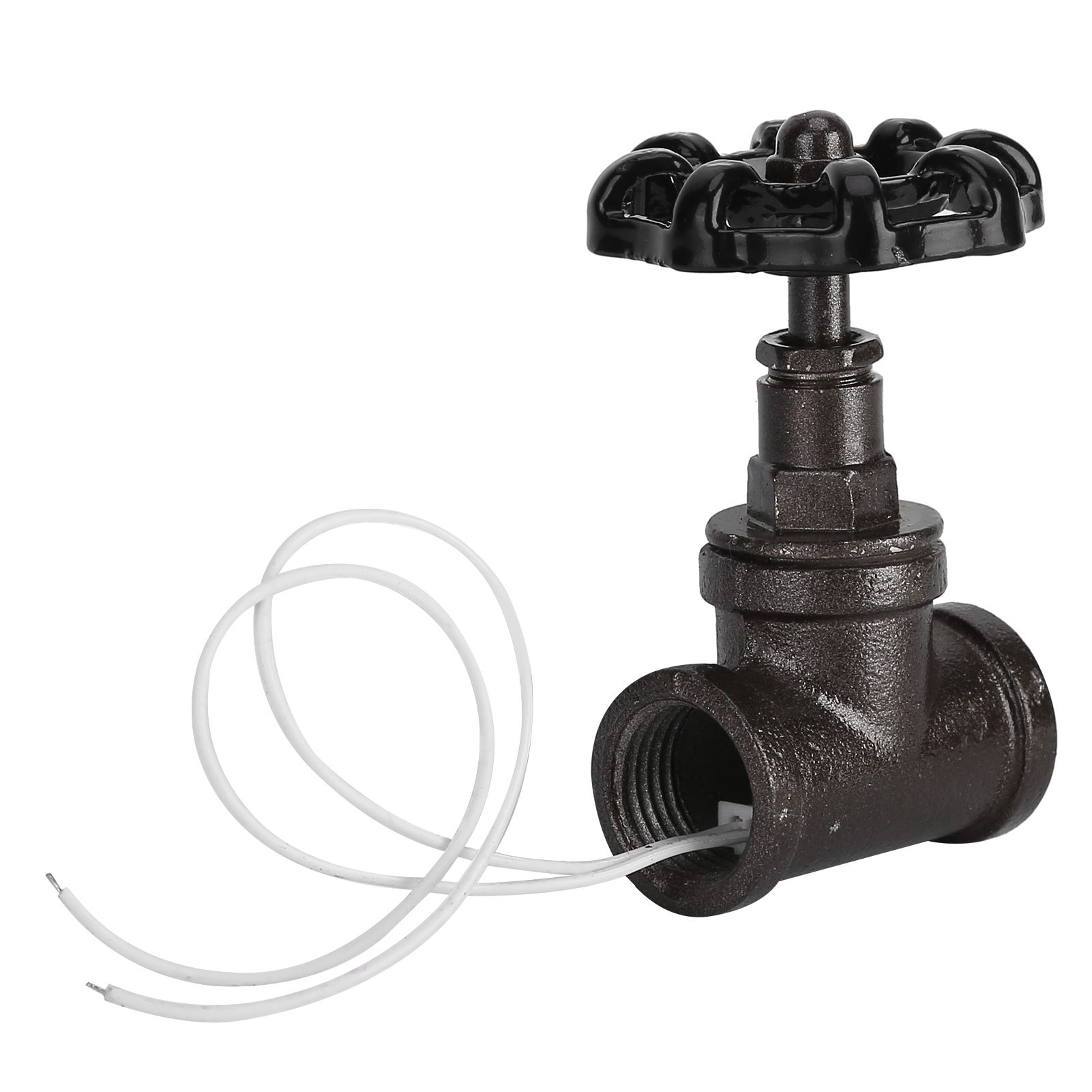 1/2in Vintage Steampunk Lamp Valve Black Valve Iron Table Lamp White Wire Stop Valve - Image 2