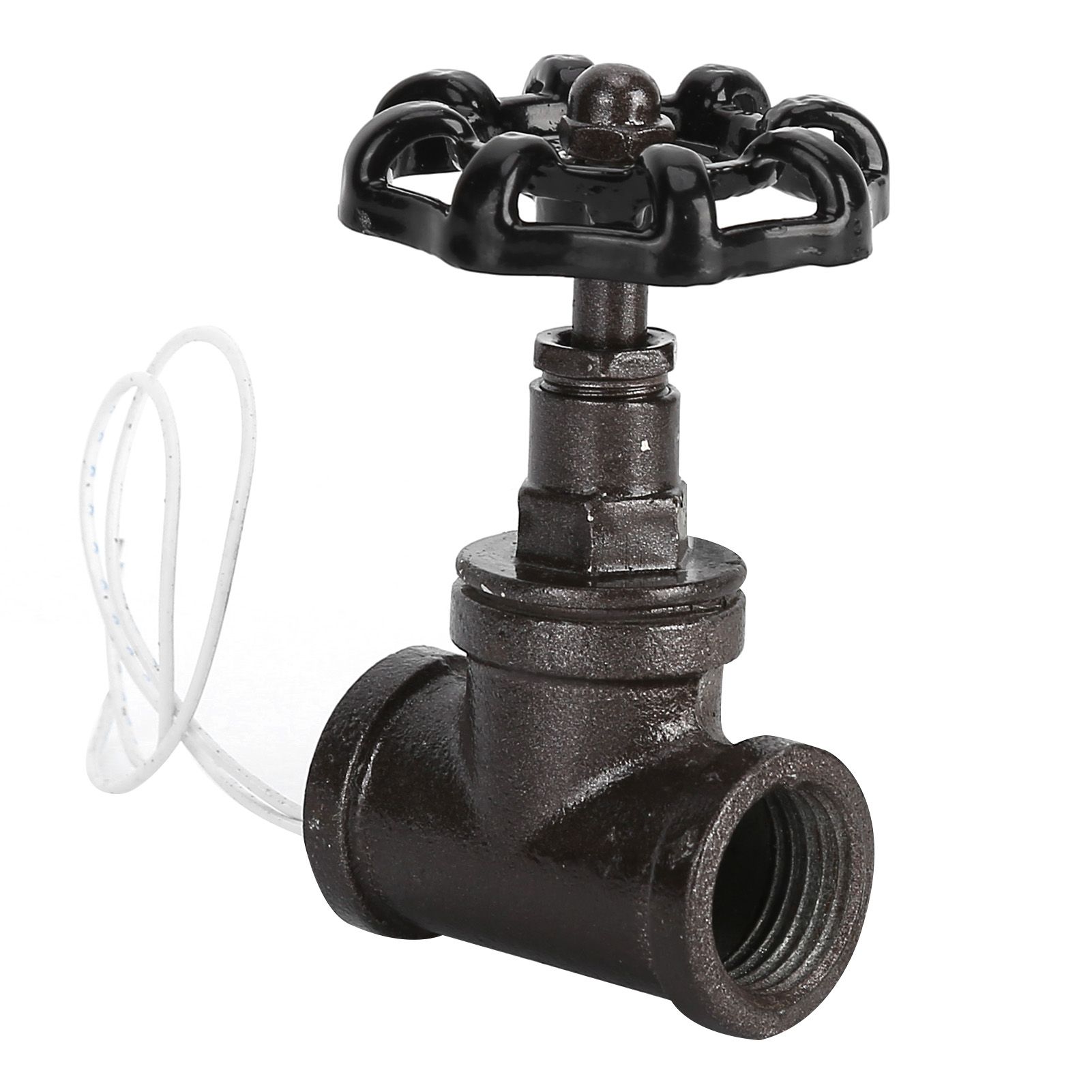 1/2in Vintage Steampunk Lamp Valve Black Valve Iron Table Lamp White Wire Stop Valve - Image 3