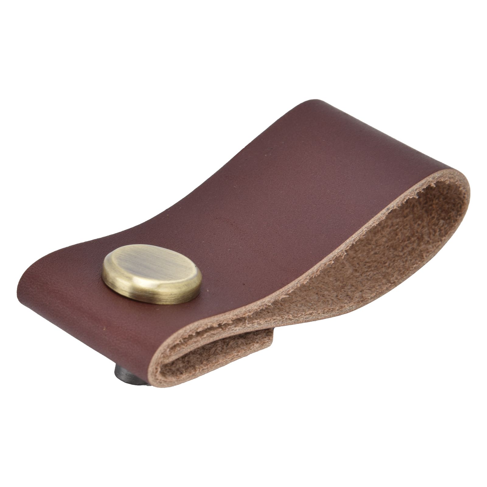 Artificial Leather Luggage Handle Modern Single Hole Concealed Cabinet Pull for Door WardrobeDark Brown - Image 1