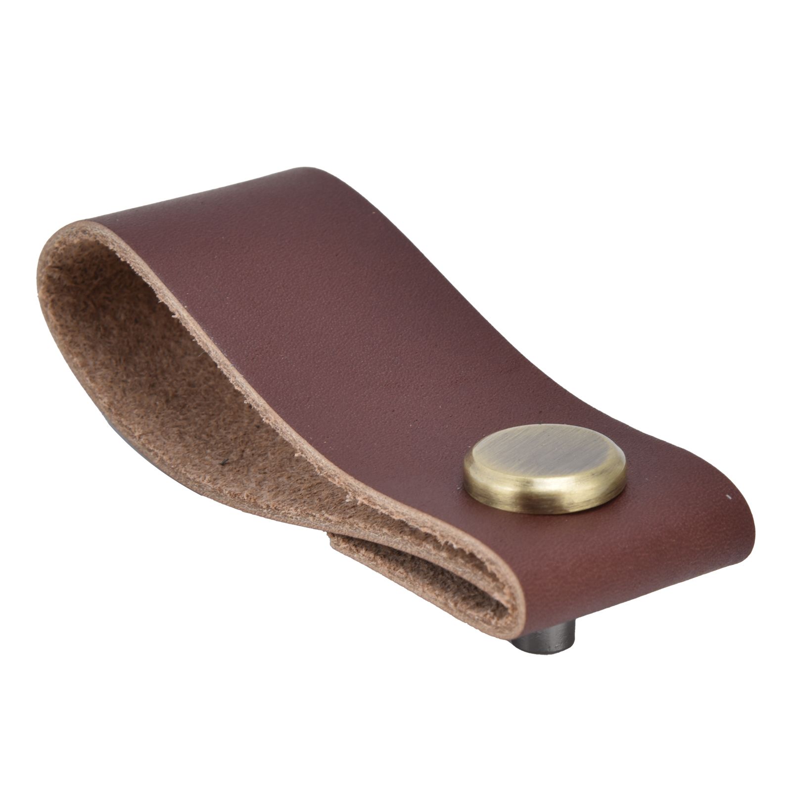 Artificial Leather Luggage Handle Modern Single Hole Concealed Cabinet Pull for Door WardrobeDark Brown - Image 2