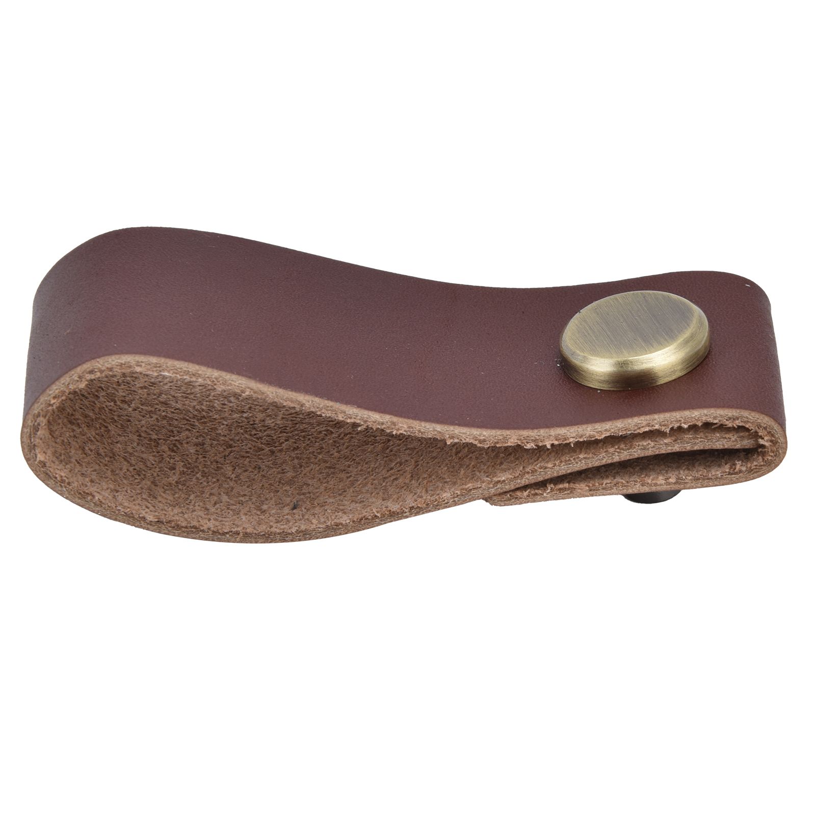 Artificial Leather Luggage Handle Modern Single Hole Concealed Cabinet Pull for Door WardrobeDark Brown - Image 3