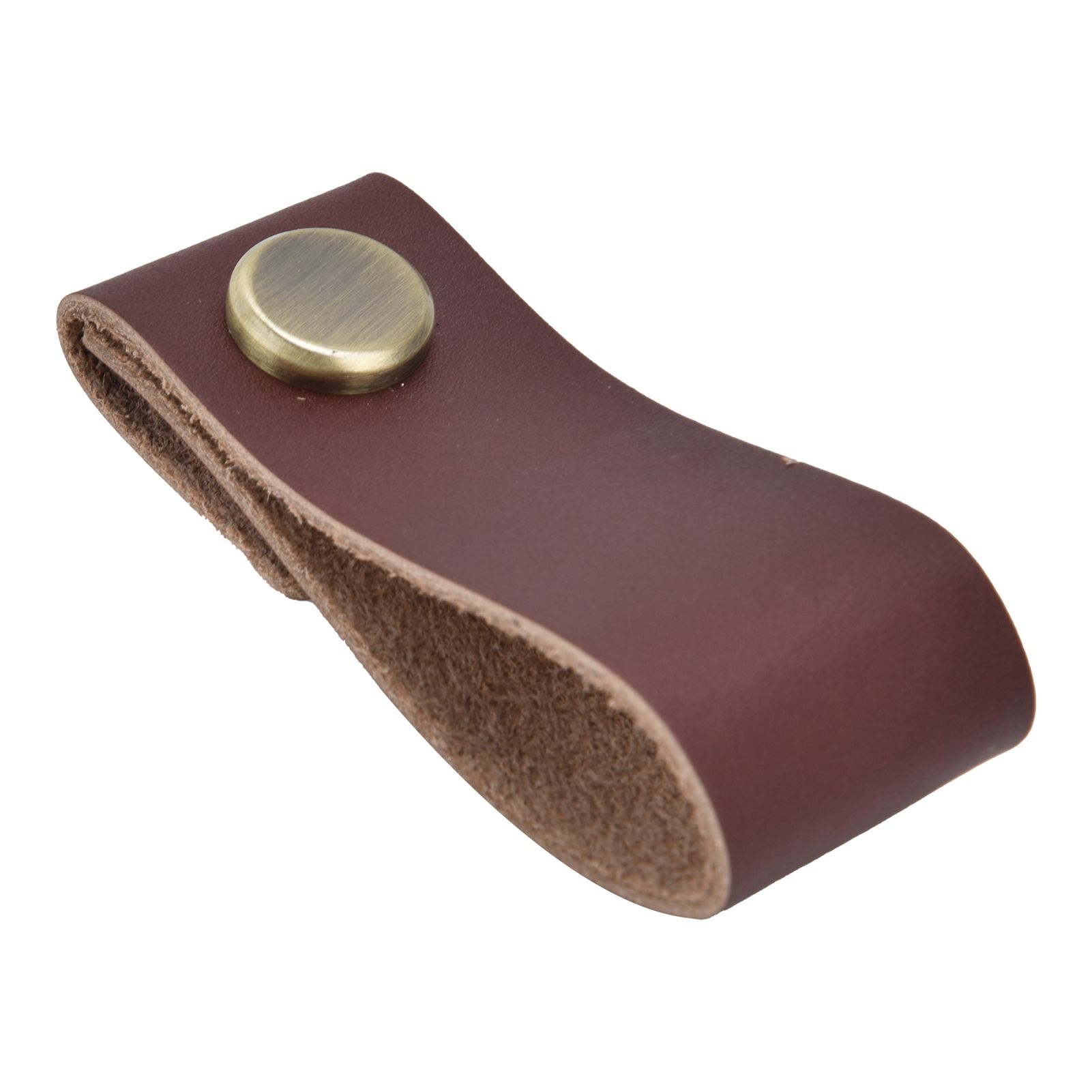 Artificial Leather Luggage Handle Modern Single Hole Concealed Cabinet Pull for Door WardrobeDark Brown - Image 4