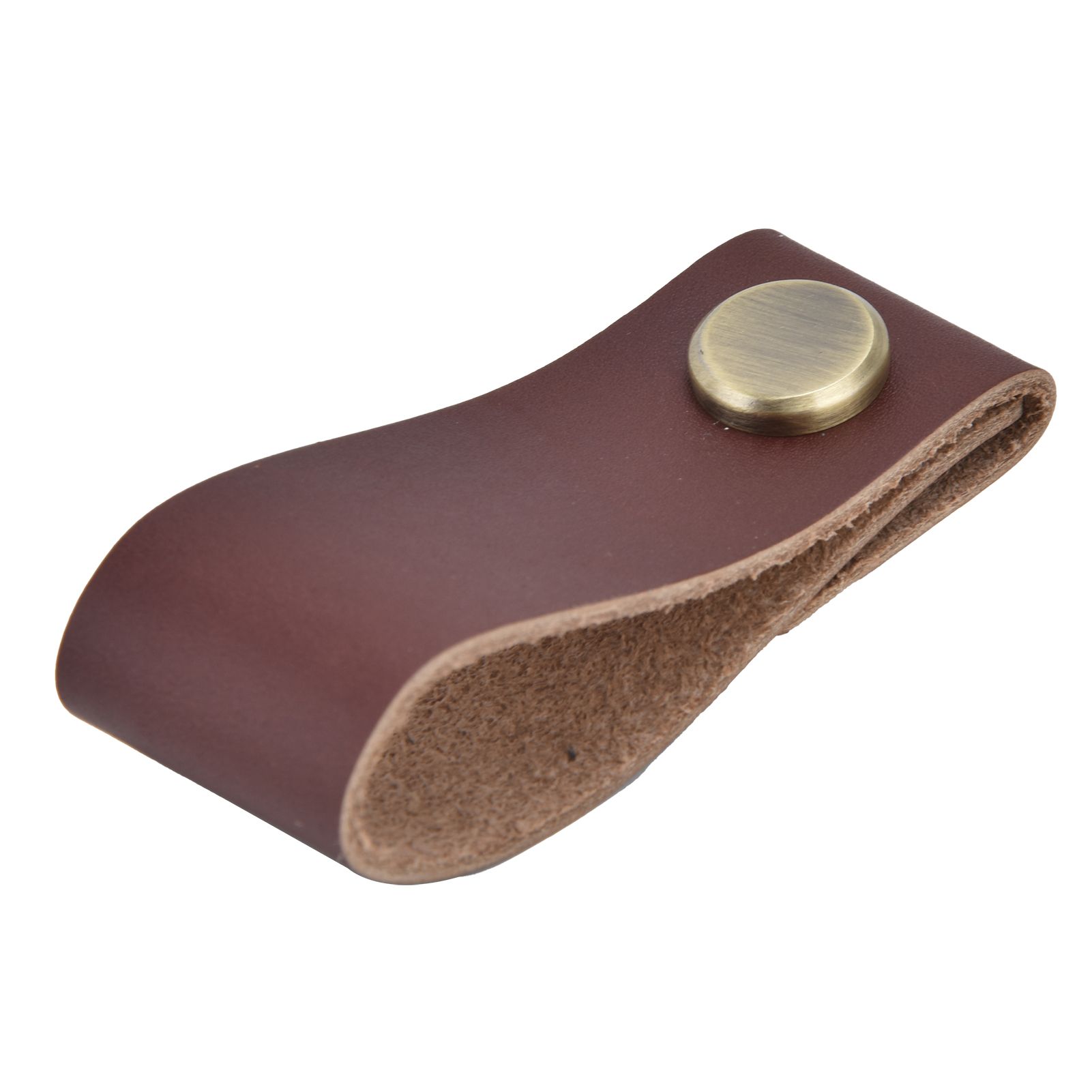 Artificial Leather Luggage Handle Modern Single Hole Concealed Cabinet Pull for Door WardrobeDark Brown - Image 5