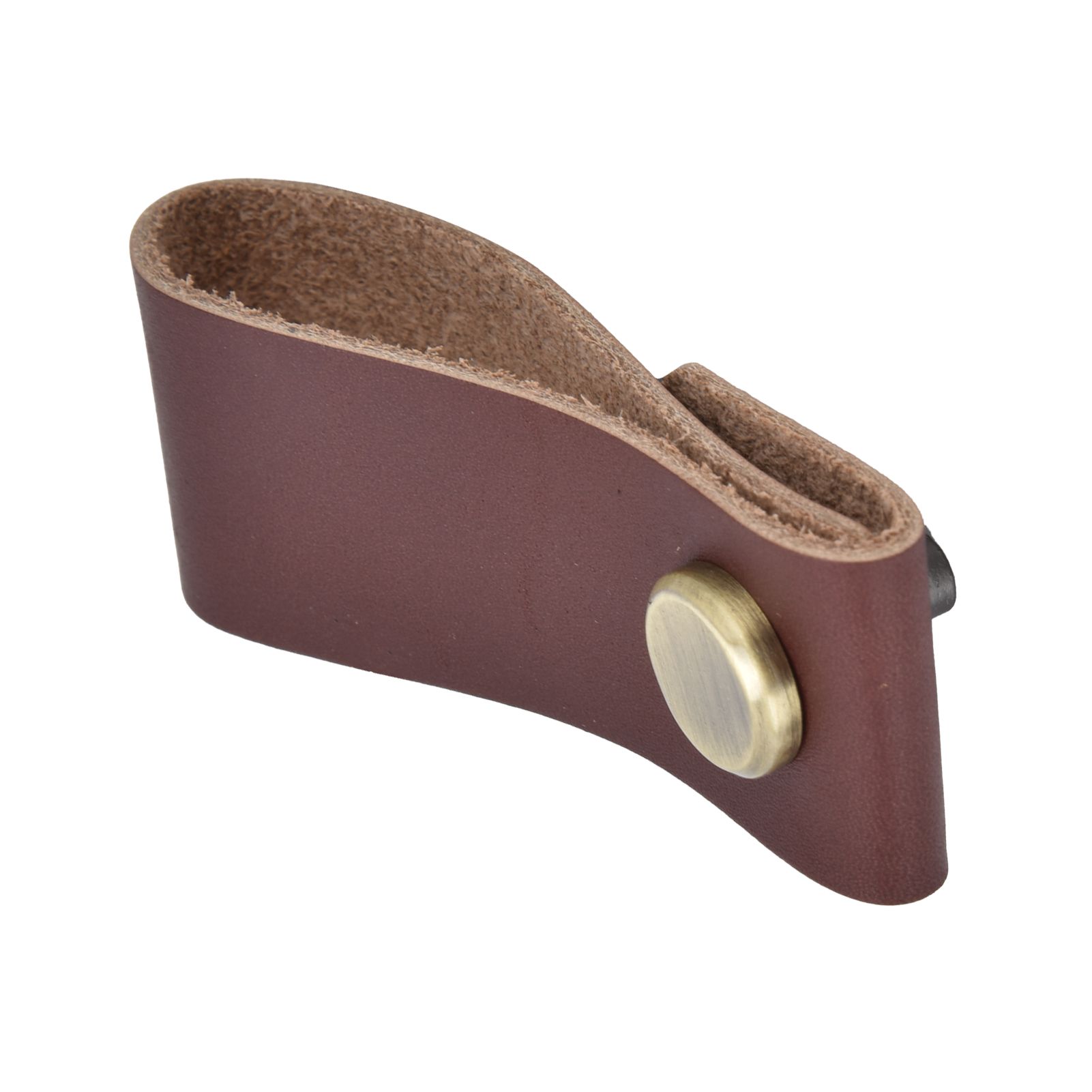 Artificial Leather Luggage Handle Modern Single Hole Concealed Cabinet Pull for Door WardrobeDark Brown - Image 8
