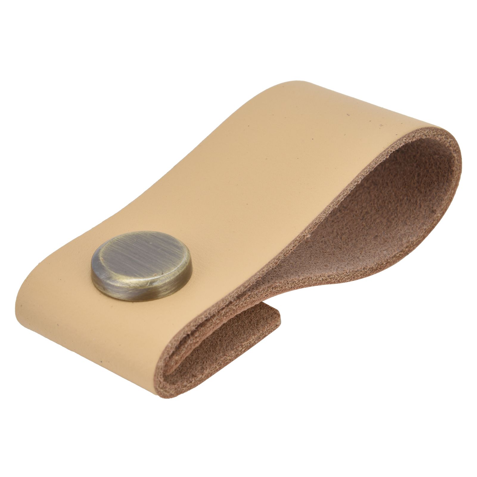 Artificial Leather Luggage Handle Modern Single Hole Concealed Cabinet Pull for Door WardrobeLight Brown - Image 1