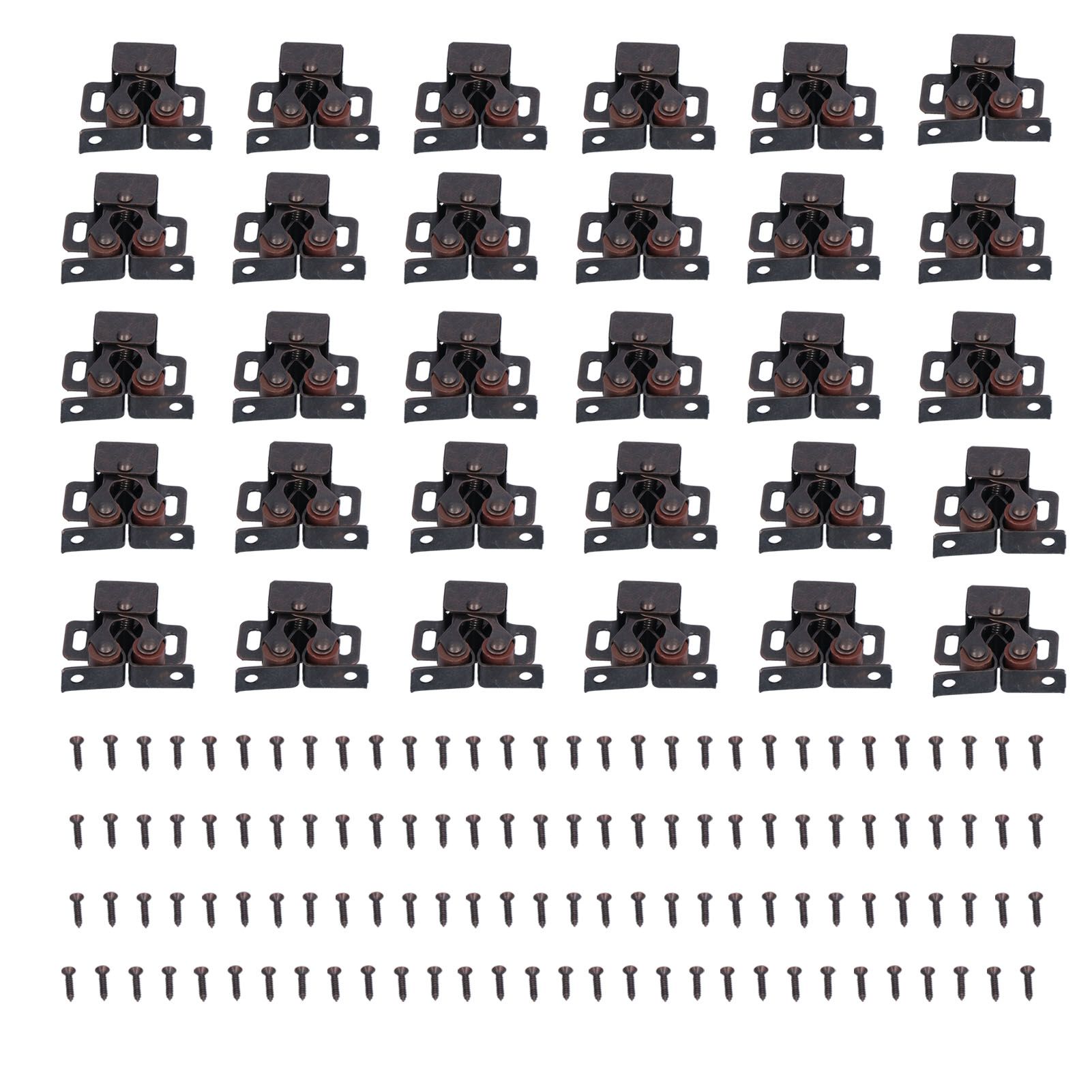 30 Set Stainless Steel Double Roller Catch Cabinet Latches Self Elastic Magnetic Damping Buffer - Image 1