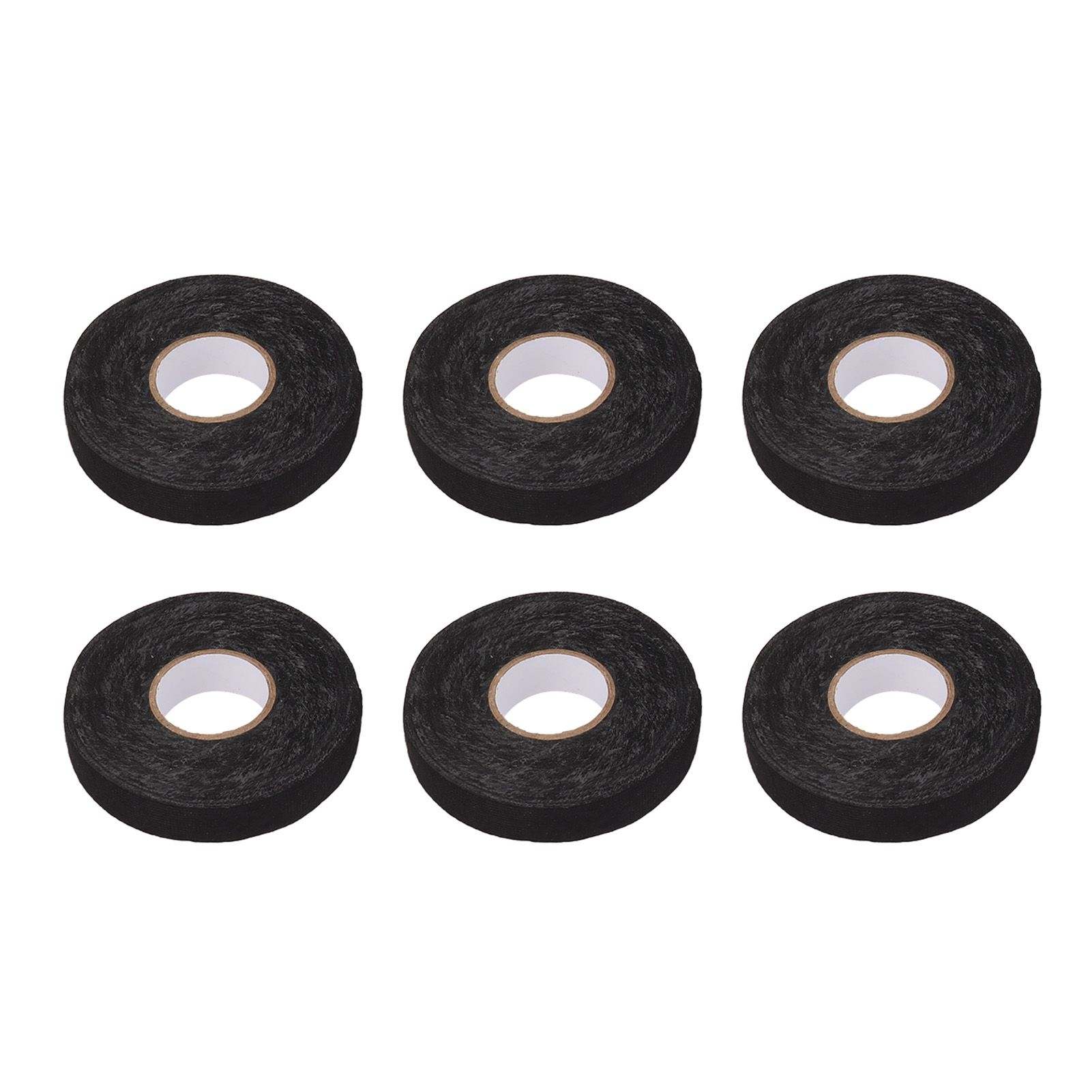 6pcs Cloth Tape Black Noise Damping Heat Proof Shock Absorbing Wear Proof Flame Retardant 19mmx25m Wire Harness Wrapping Tape for Car Engine - Image 1