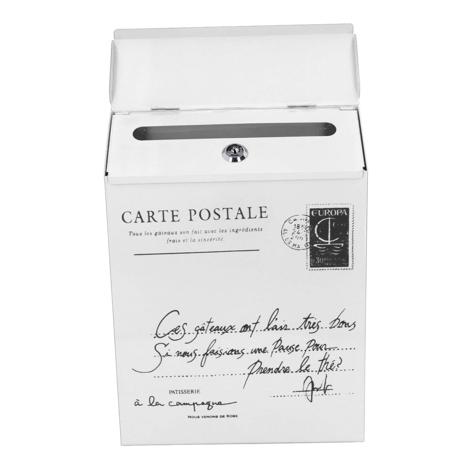 Iron Mailbox Wall Mounted Rustic Style Locked with 2 Keys 3 Hooks Waterproof Suggestion Box for Home Office Small Letters in Beige - Image 7