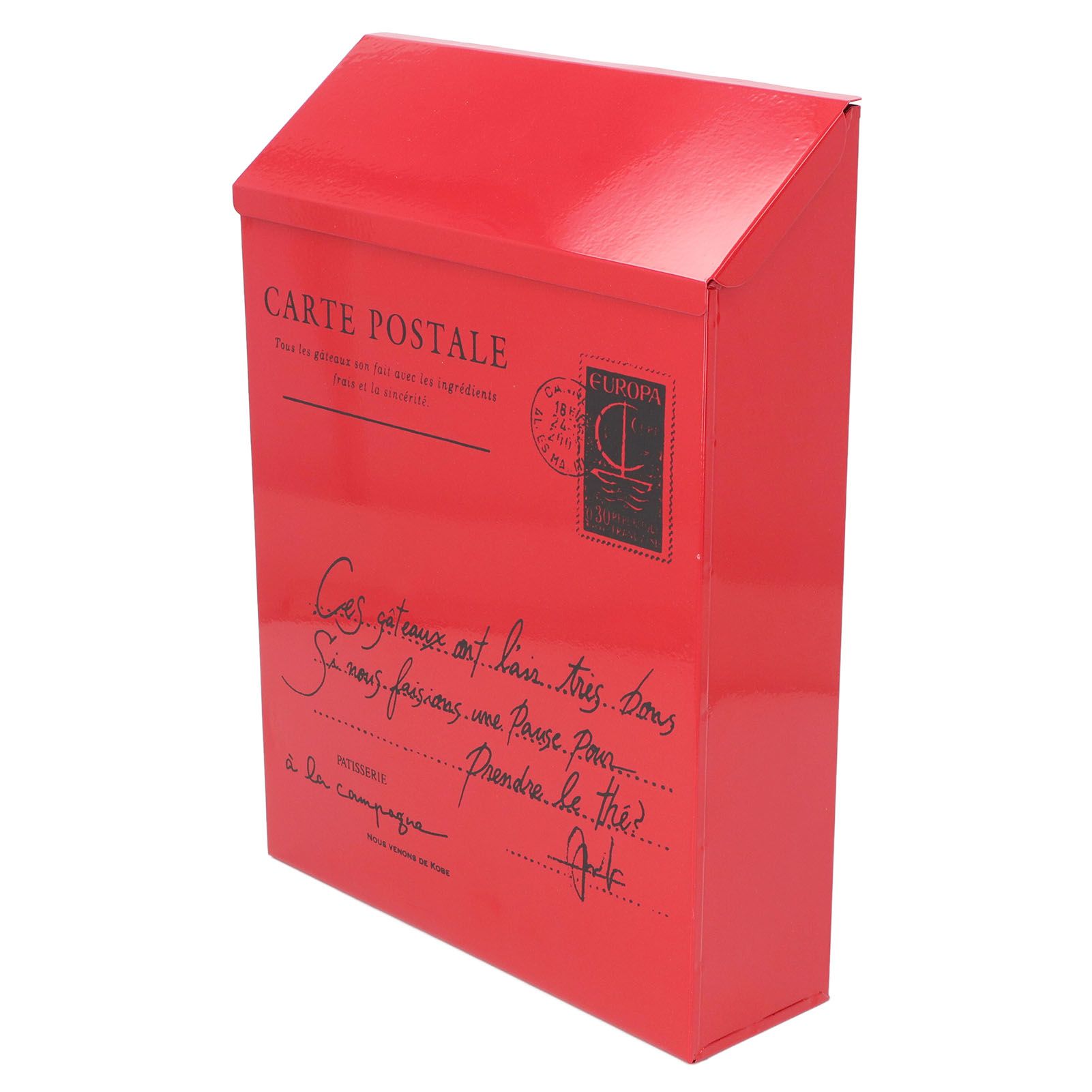 Iron Mailbox Wall Mounted Rustic Style Locked with 2 Keys 3 Hooks Waterproof Suggestion Box for Home Office Small Letters in Red - Image 3
