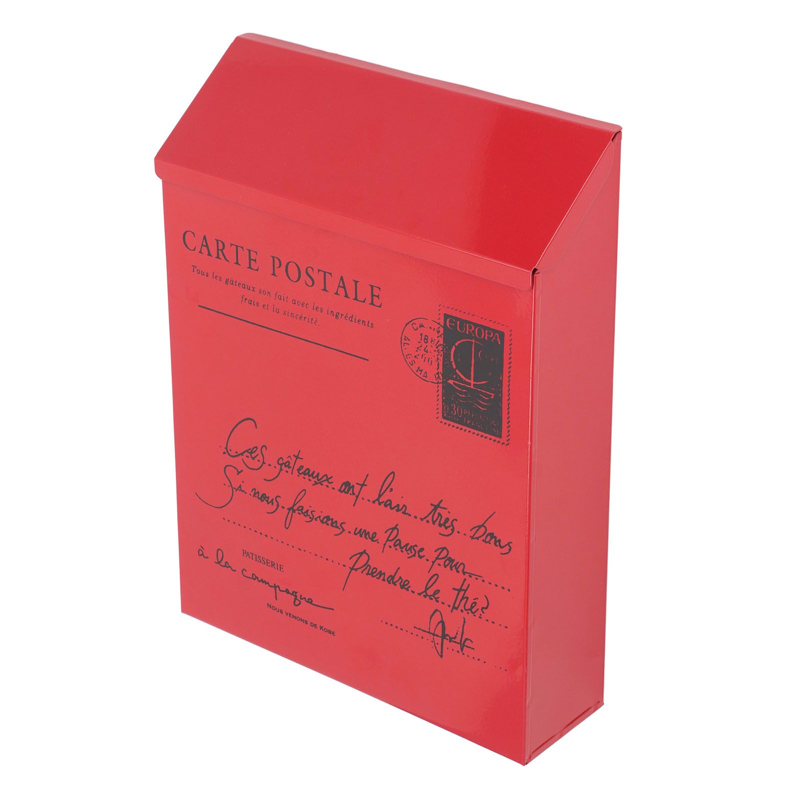 Iron Mailbox Wall Mounted Rustic Style Locked with 2 Keys 3 Hooks Waterproof Suggestion Box for Home Office Small Letters in Red - Image 7
