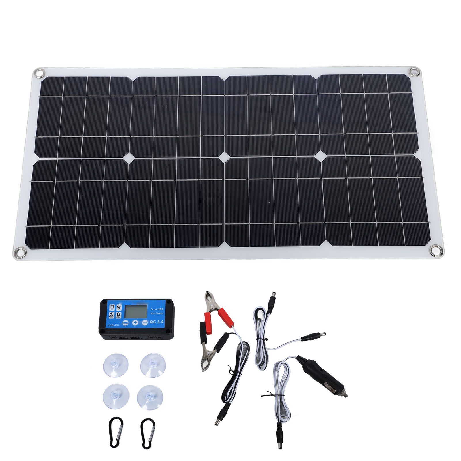 100W Solar Panel Kit IP67 Waterproof with DC 12V 24V 20A Controller Portable Solar Panel for RV Camper Vehicle Caravan - Image 1
